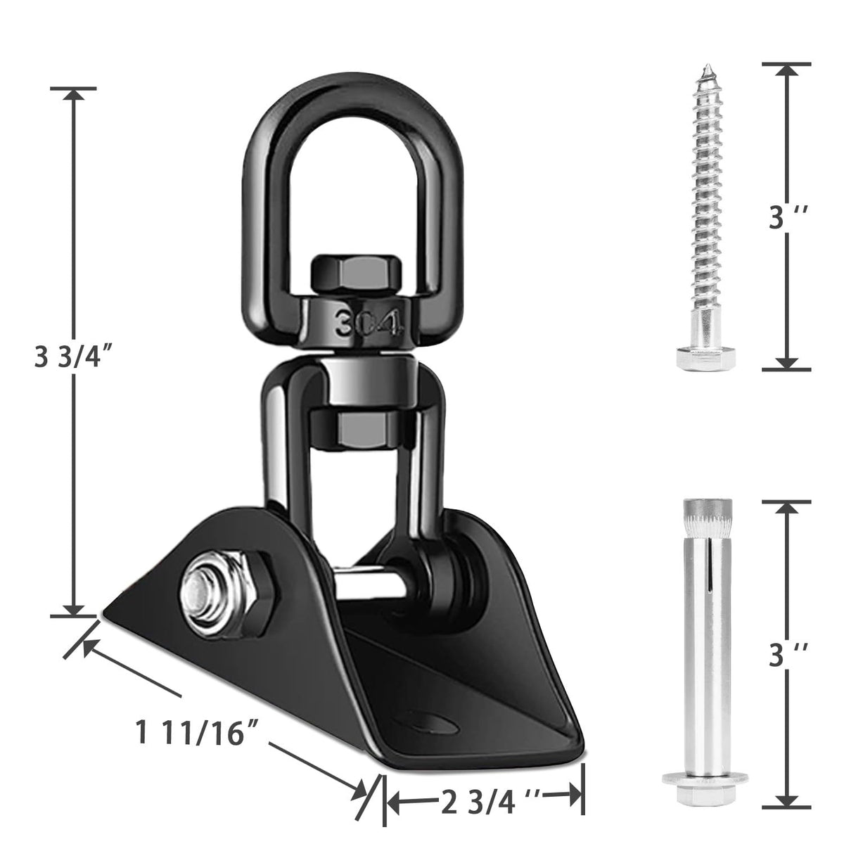 Aisto Heavy Duty Swing Hangers – 2000 lb Capacity, 360° Stainless Steel Swivel for Wood Sets