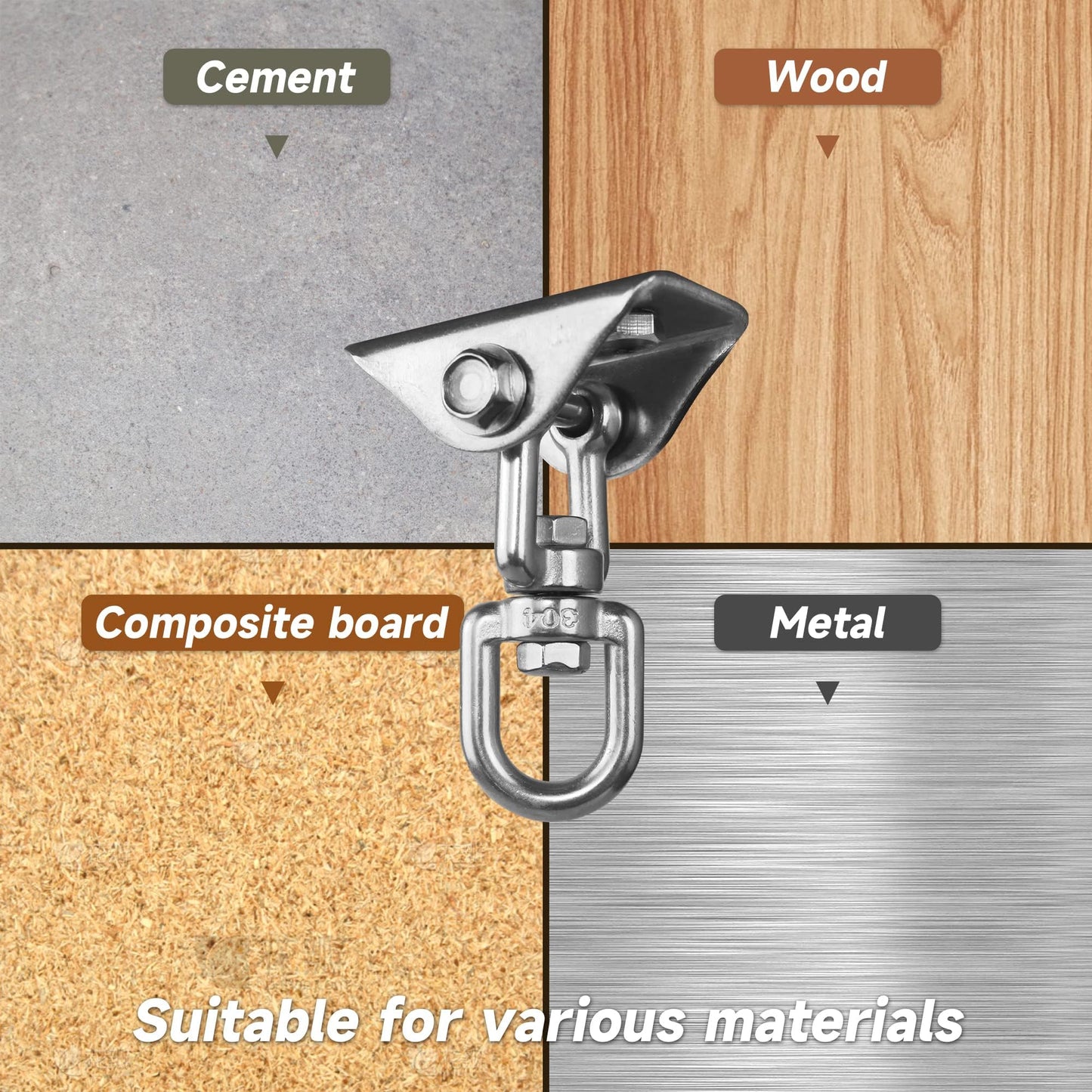 Aisto Heavy Duty Swing Hangers for Wood Sets – 2000 lb Capacity, 360° Swivel Stainless Steel (2 Pack)