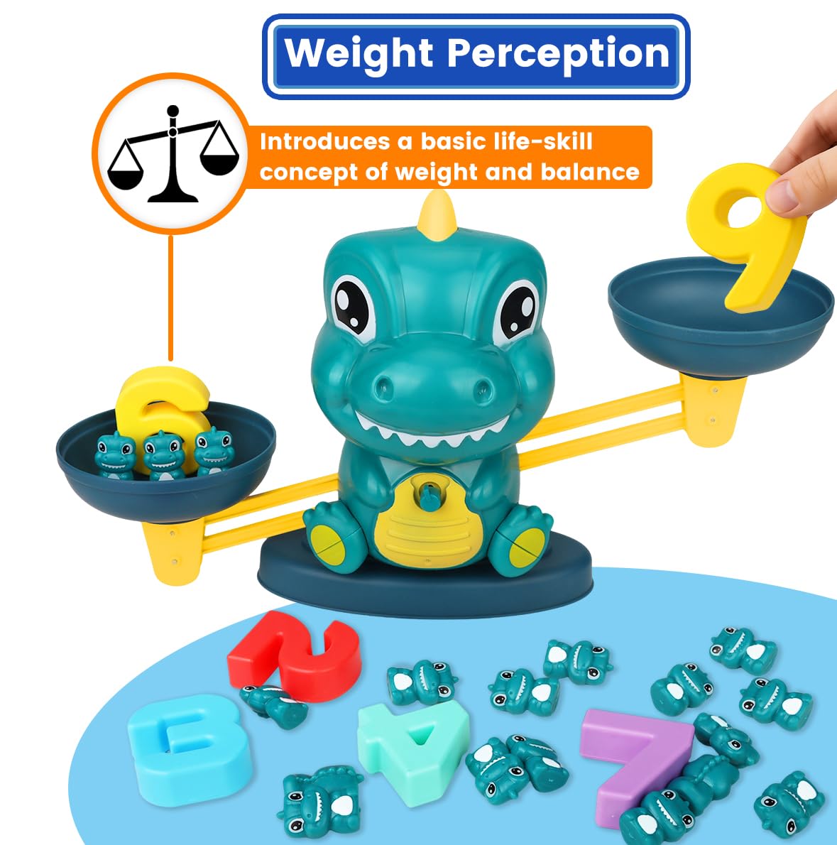 Aitbay Dinosaur Math Balance Toy | Montessori STEM Learning for Kids 3–7