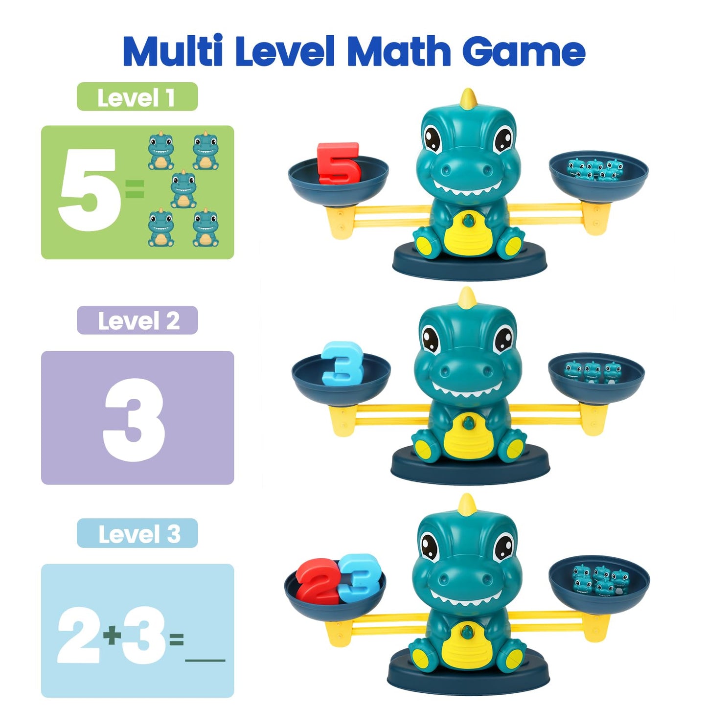 Aitbay Dinosaur Math Balance Toy | Montessori STEM Learning for Kids 3–7