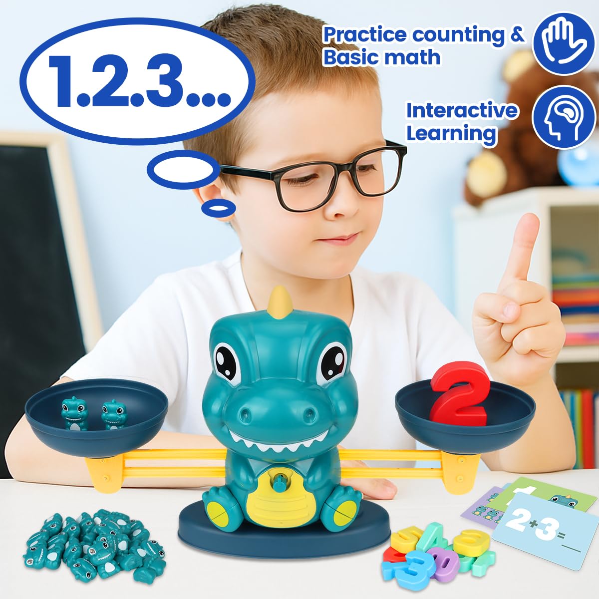 Aitbay Dinosaur Math Balance Toy | Montessori STEM Learning for Kids 3–7