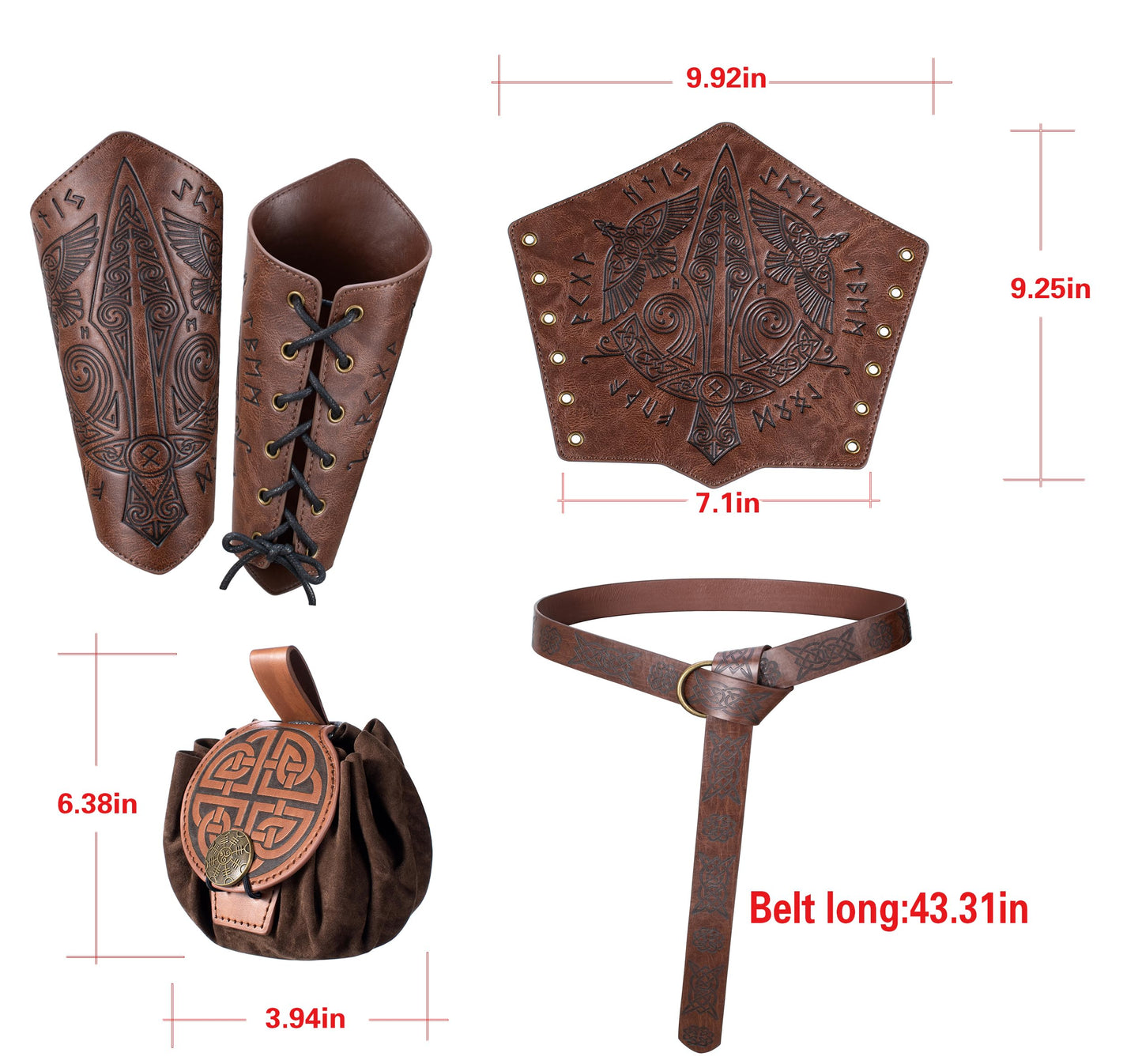 AITIPOO Kids Medieval Viking Pirate Costume — Tunic, Pants & Accessories for 10-12 Years