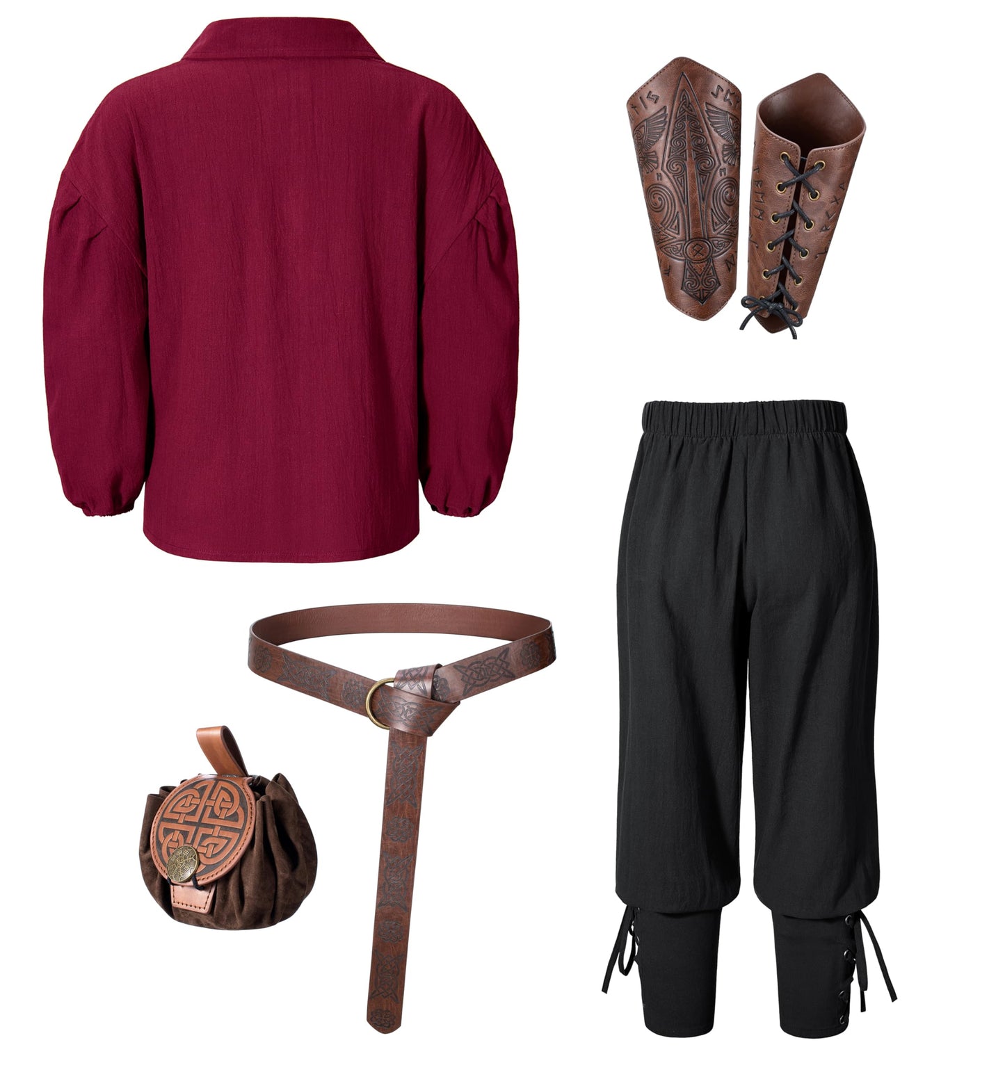 AITIPOO Kids Medieval Viking Pirate Renaissance Tunic Set (3-4T) – Red & Black