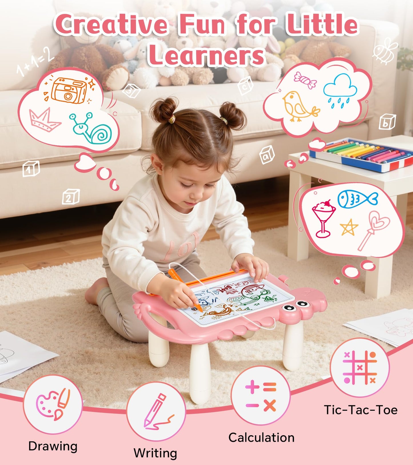 AiTuiTui Magnetic Drawing Board for Toddlers 1–3 | Dinosaur Doodle Board with Detachable Legs