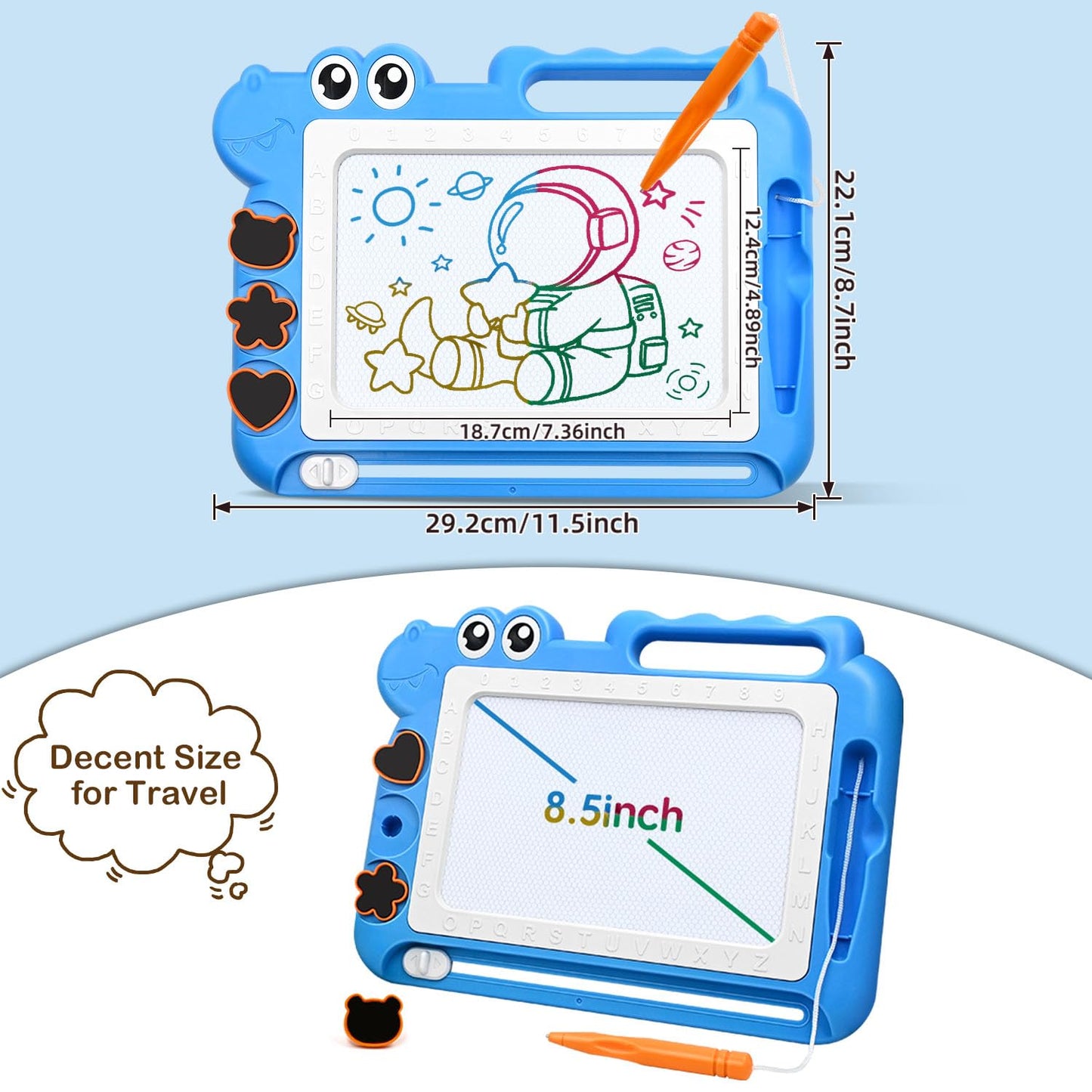AiTuiTui Magnetic Drawing Board Blue – Travel Doodle Pad for Kids