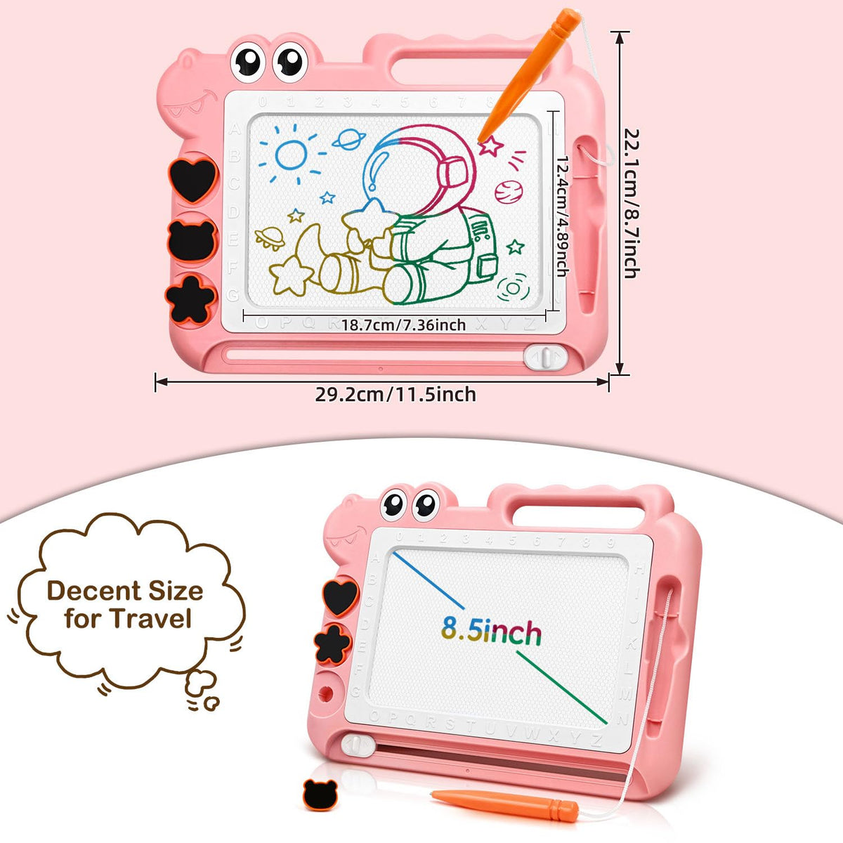 AiTuiTui Magnetic Drawing Board for Toddlers – Color Sketch Doodle Pad (Pink) | Mess-Free Travel Toy