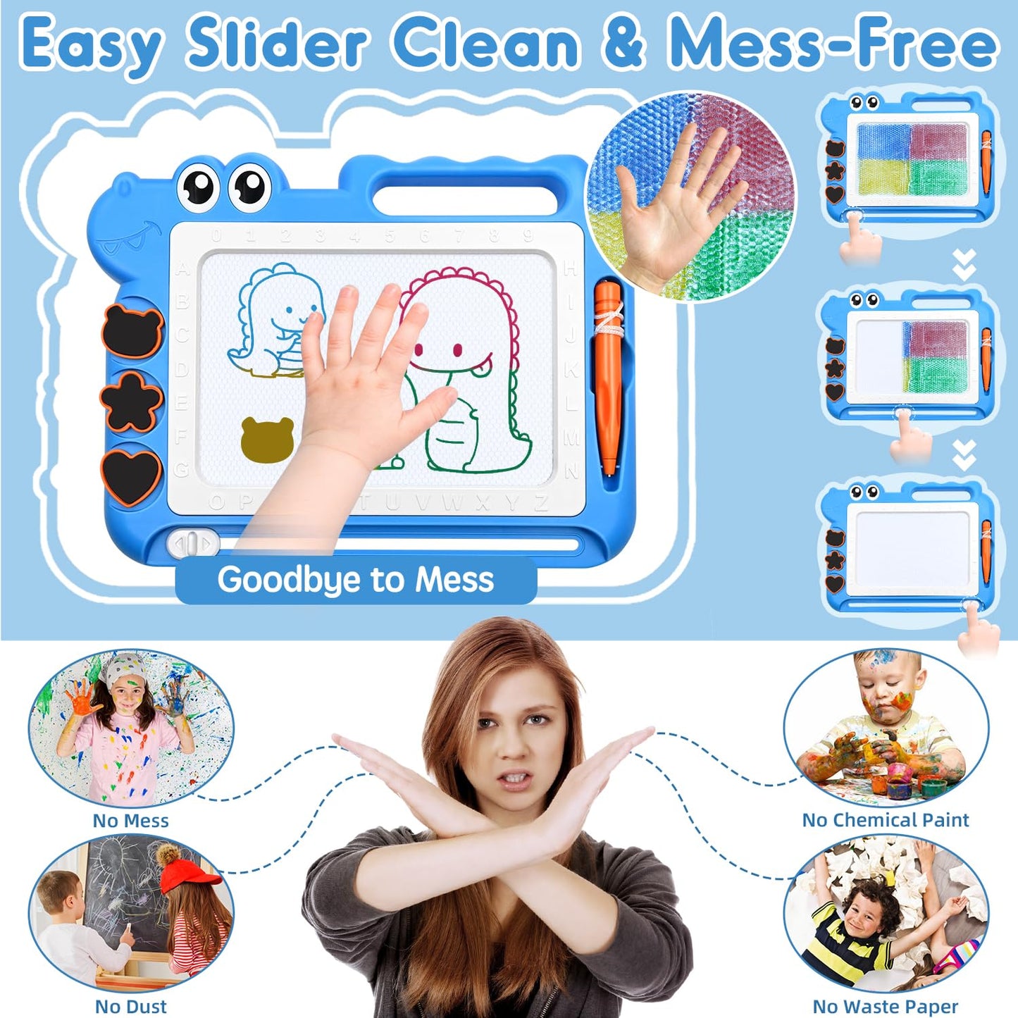 AiTuiTui Magnetic Drawing Board Blue – Travel Doodle Pad for Kids