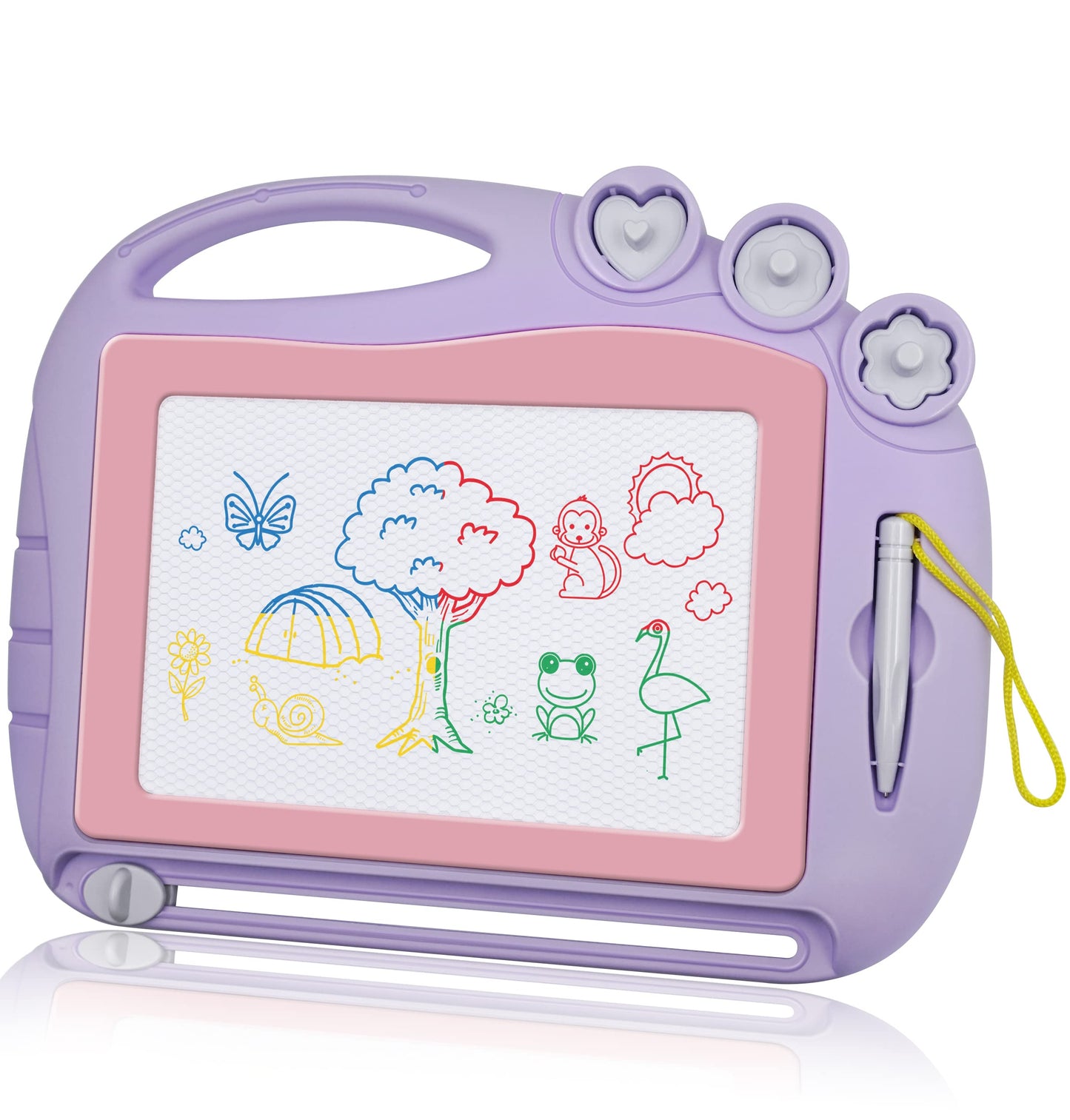 AiTuiTui Magnetic Drawing Board for Toddlers – Portable Erasable Doodle Pad with Stamps