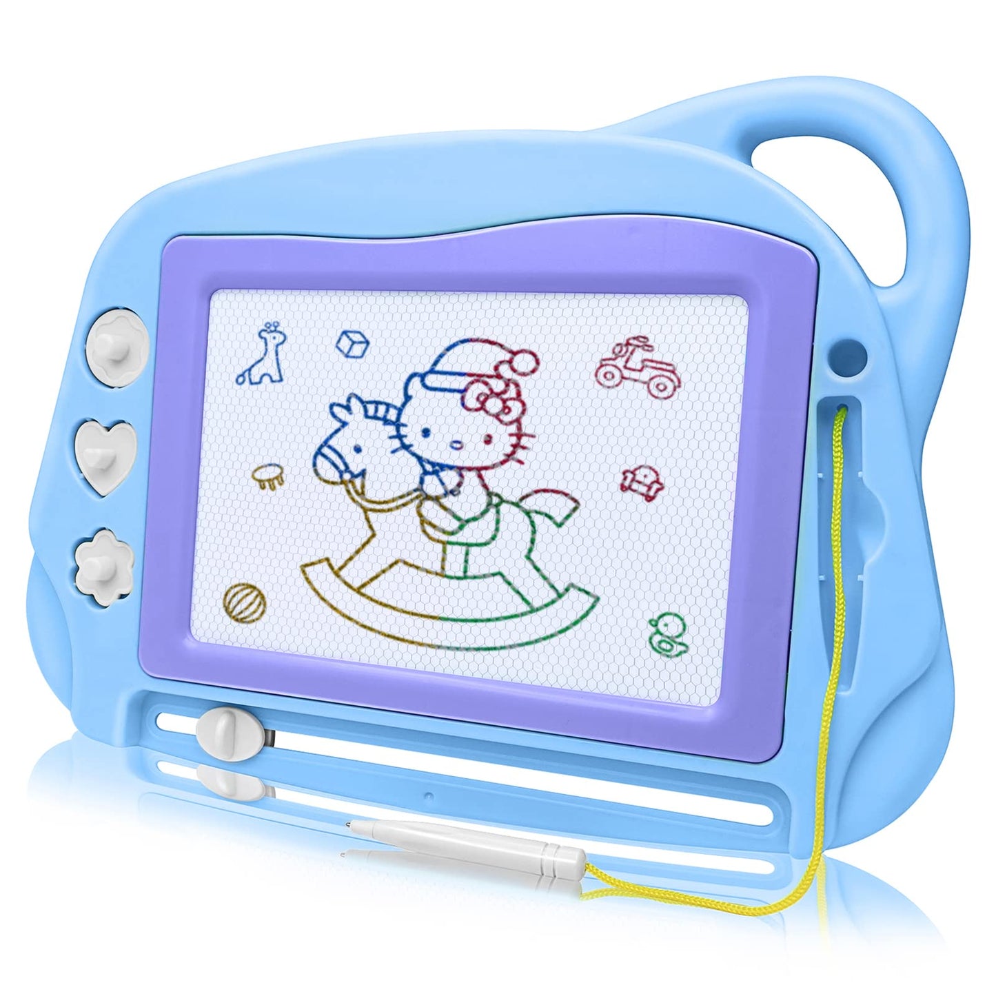 AiTuiTui Magnetic Drawing Board Mini Travel Doodle – Colorful Erasable Sketch Pad for Kids (Sky Blue)
