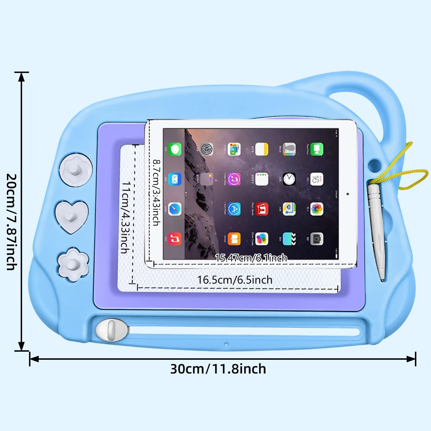 AiTuiTui Magnetic Drawing Board Mini Travel Doodle – Colorful Erasable Sketch Pad for Kids (Sky Blue)