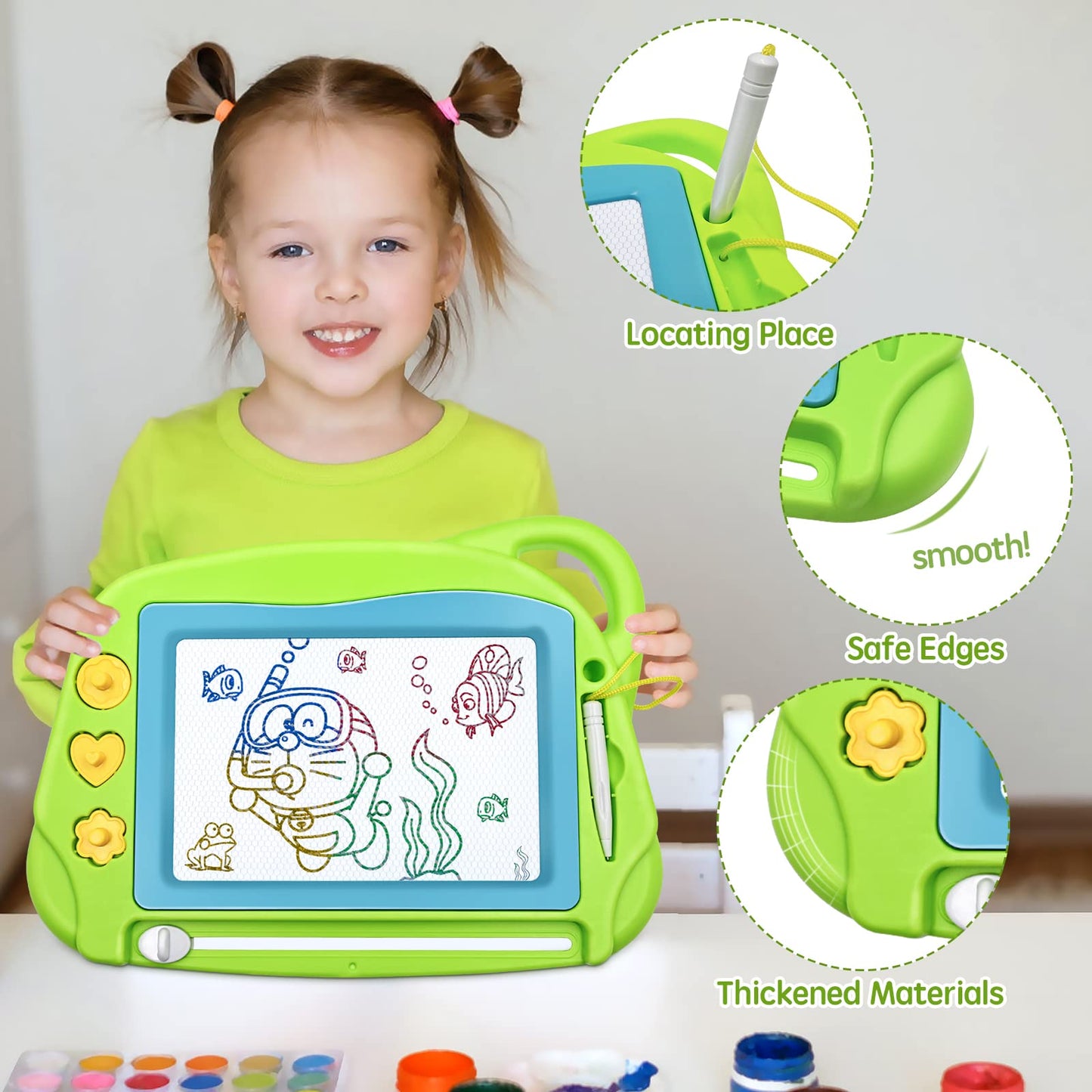 AiTuiTui Magnetic Drawing Board Mini Travel Doodle — Portable Erasable Color Pad for Kids