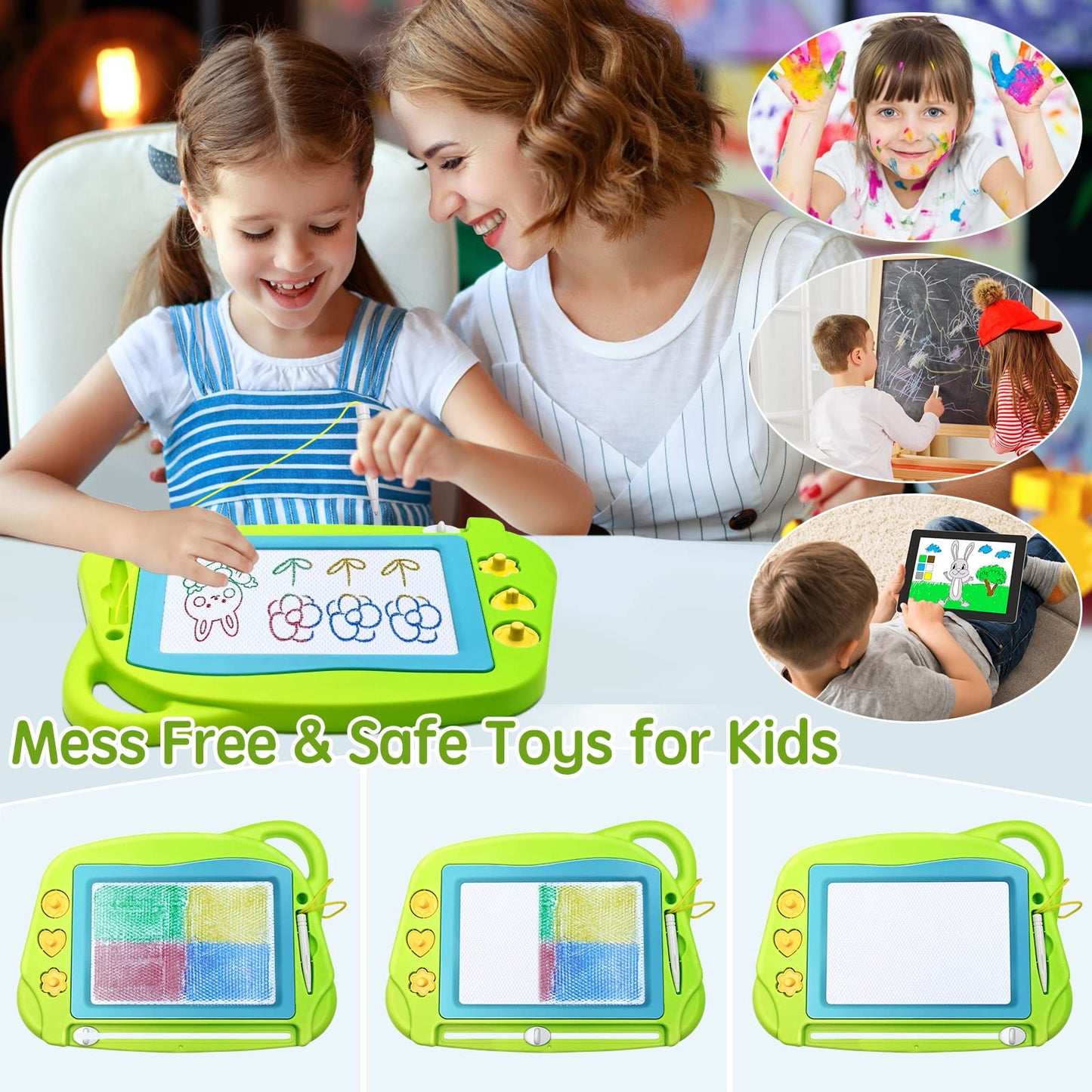 AiTuiTui Magnetic Drawing Board Mini Travel Doodle — Portable Erasable Color Pad for Kids