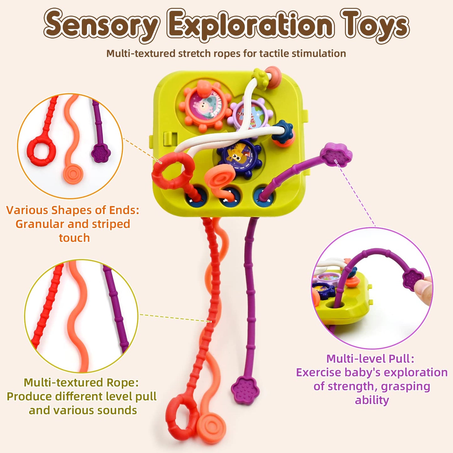 AiTuiTui 7-in-1 Montessori Activity Cube – Sensory, Shape Sorter & Bead Maze for Toddlers