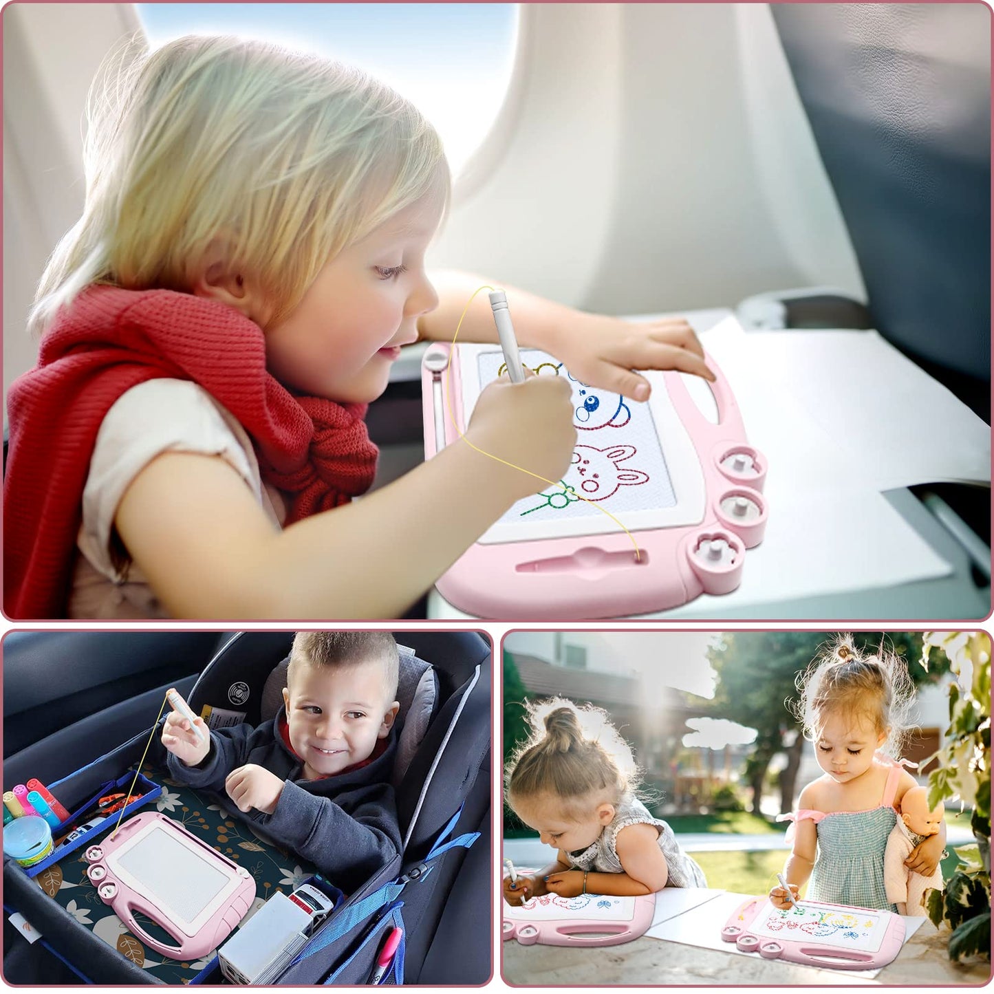AiTuiTui Magnetic Drawing Board for Toddlers – Travel Doodle Pad with Stamps