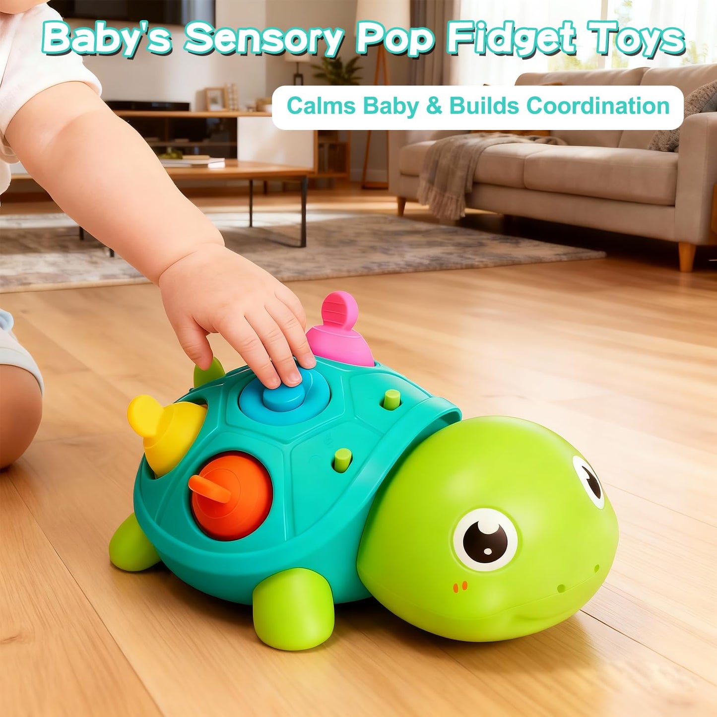 AiTuiTui Baby Crawling Turtle Toy – Sensory Teether, Lights & Music for Tummy Time (6–48M)