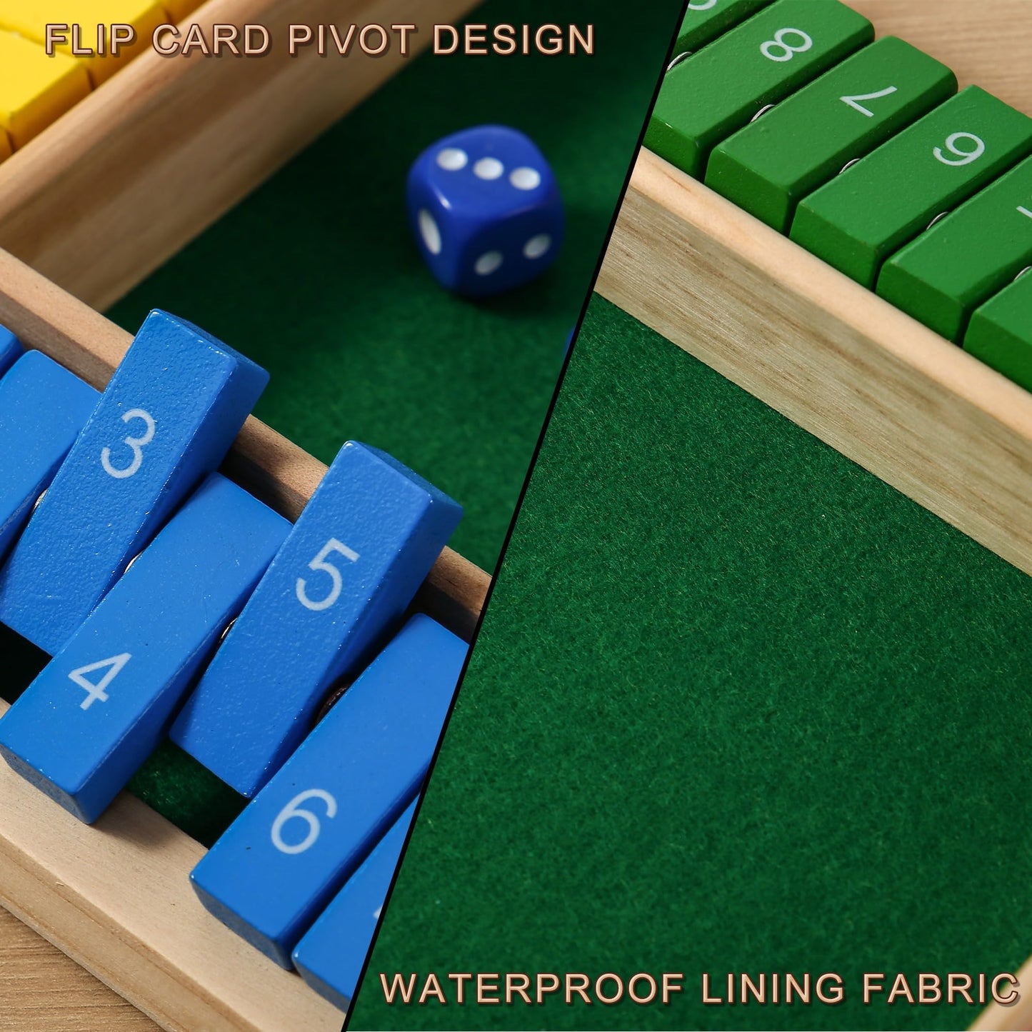 AIUAZA Dice Game Shut The Box – Wooden Family Math Game for 2-4 Players