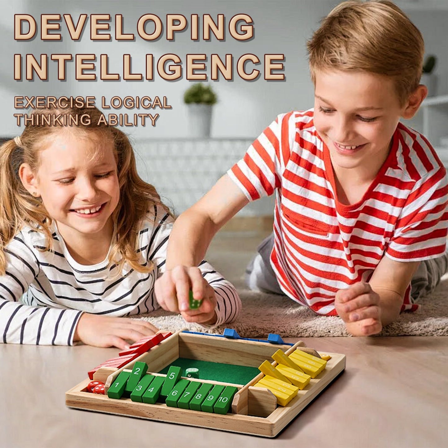 AIUAZA Dice Game Shut The Box – Wooden Family Math Game for 2-4 Players