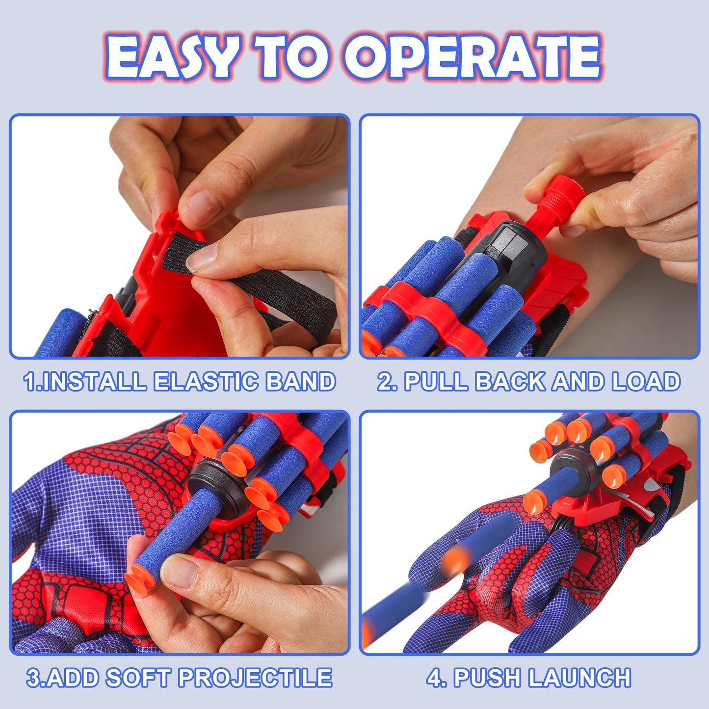 AIUAZA Shooting Toys: Foam Blaster Gloves for Kids 6+
