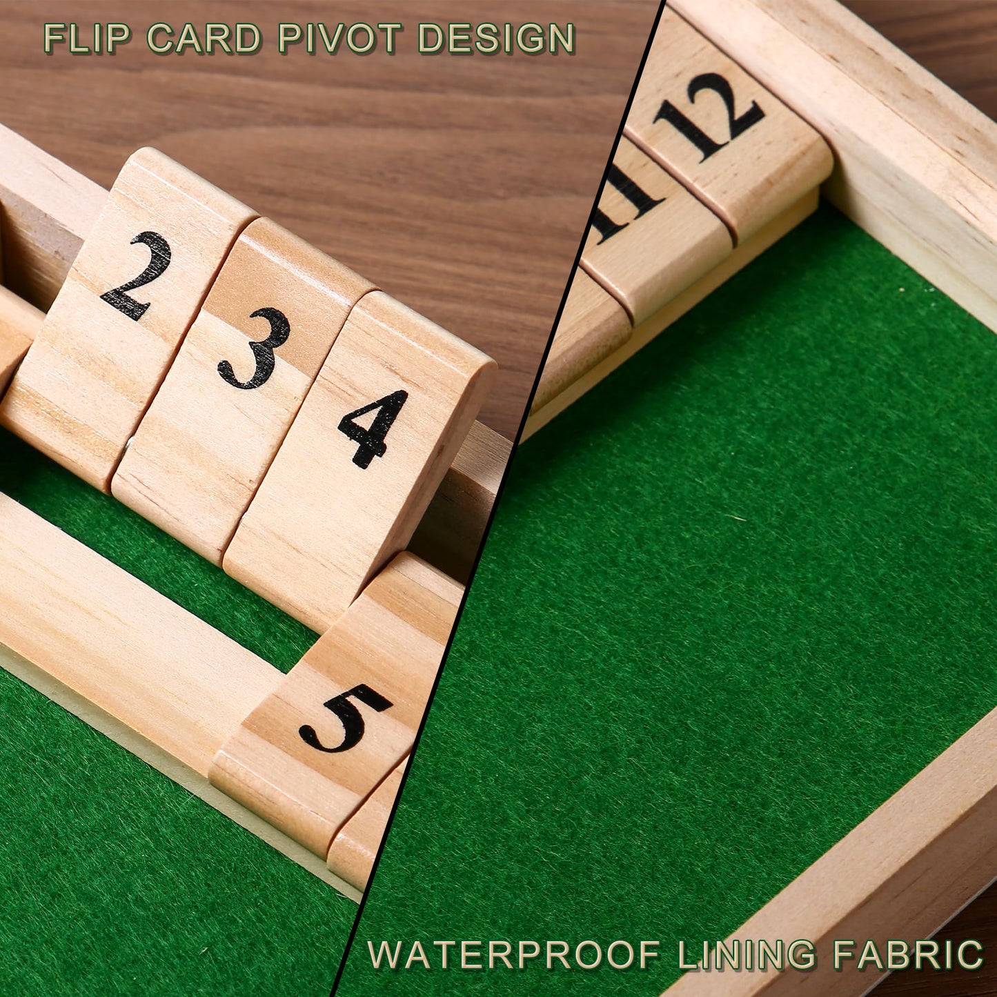 AIUAZA Shut The Box – Wooden 2-Player Dice Game for Travel & Bar Fun