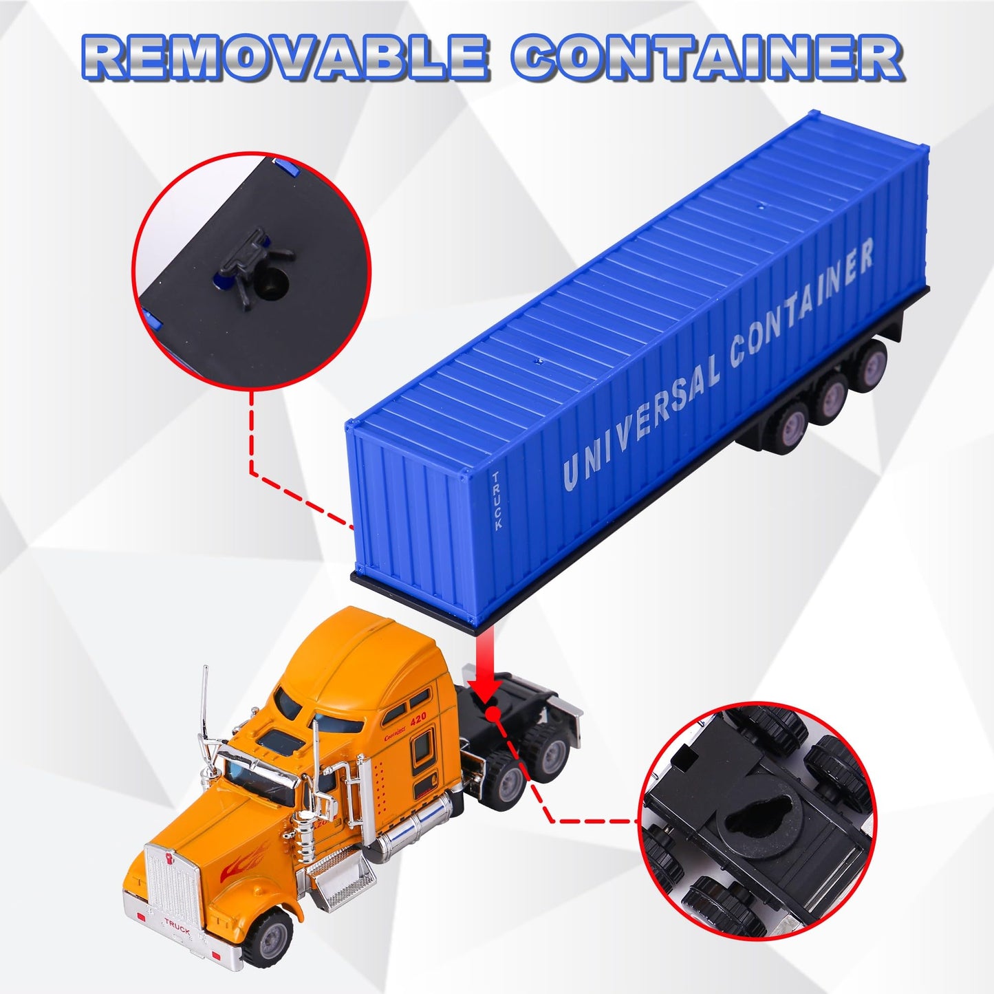 AIUAZA 1/65 Truck with Detachable Cargo Container – Alloy Die-Cast Toy