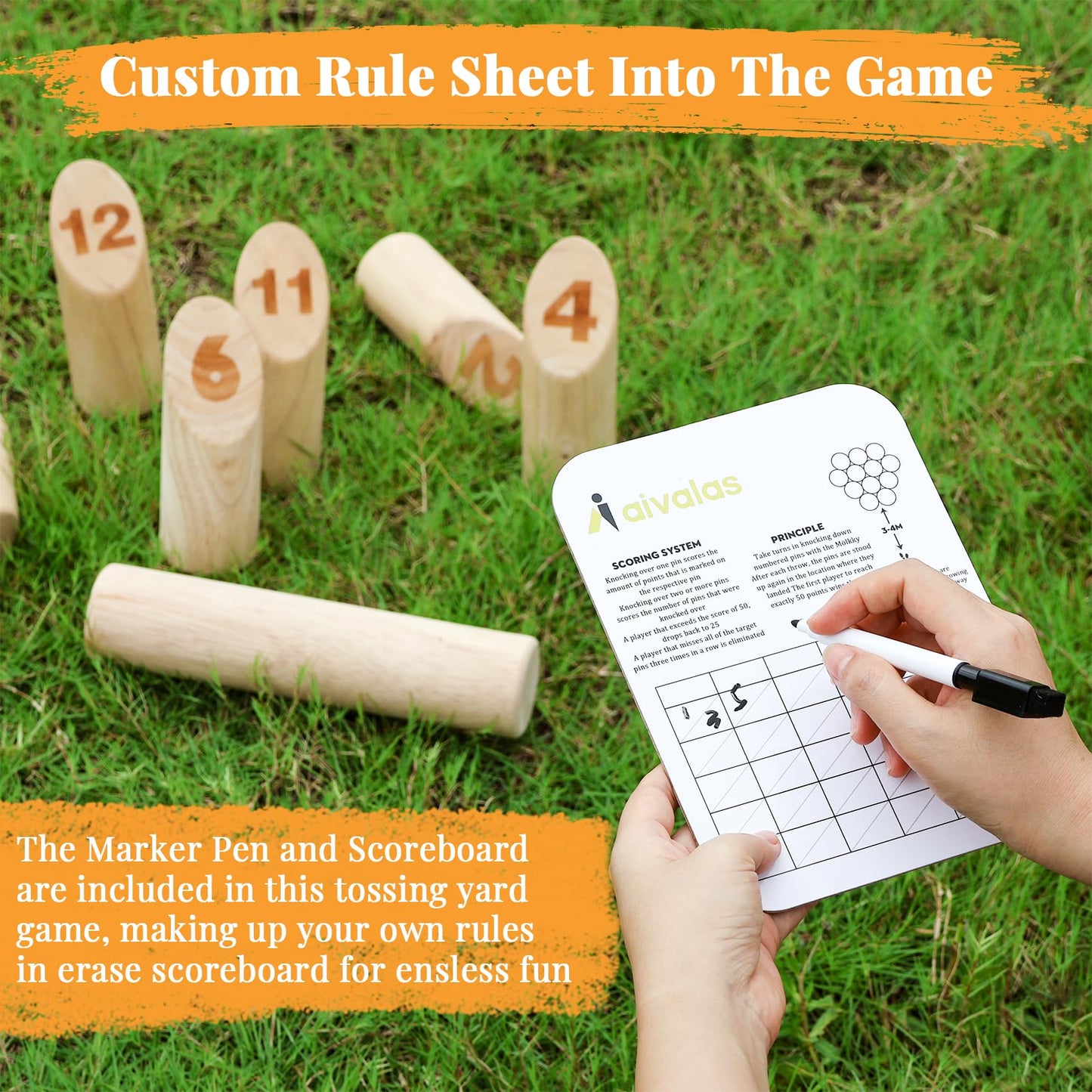 Aivalas Wooden Tossing Game Set – 12 Pcs, Scoreboard & Carrying Case | Outdoor Lawn & Beach Fun