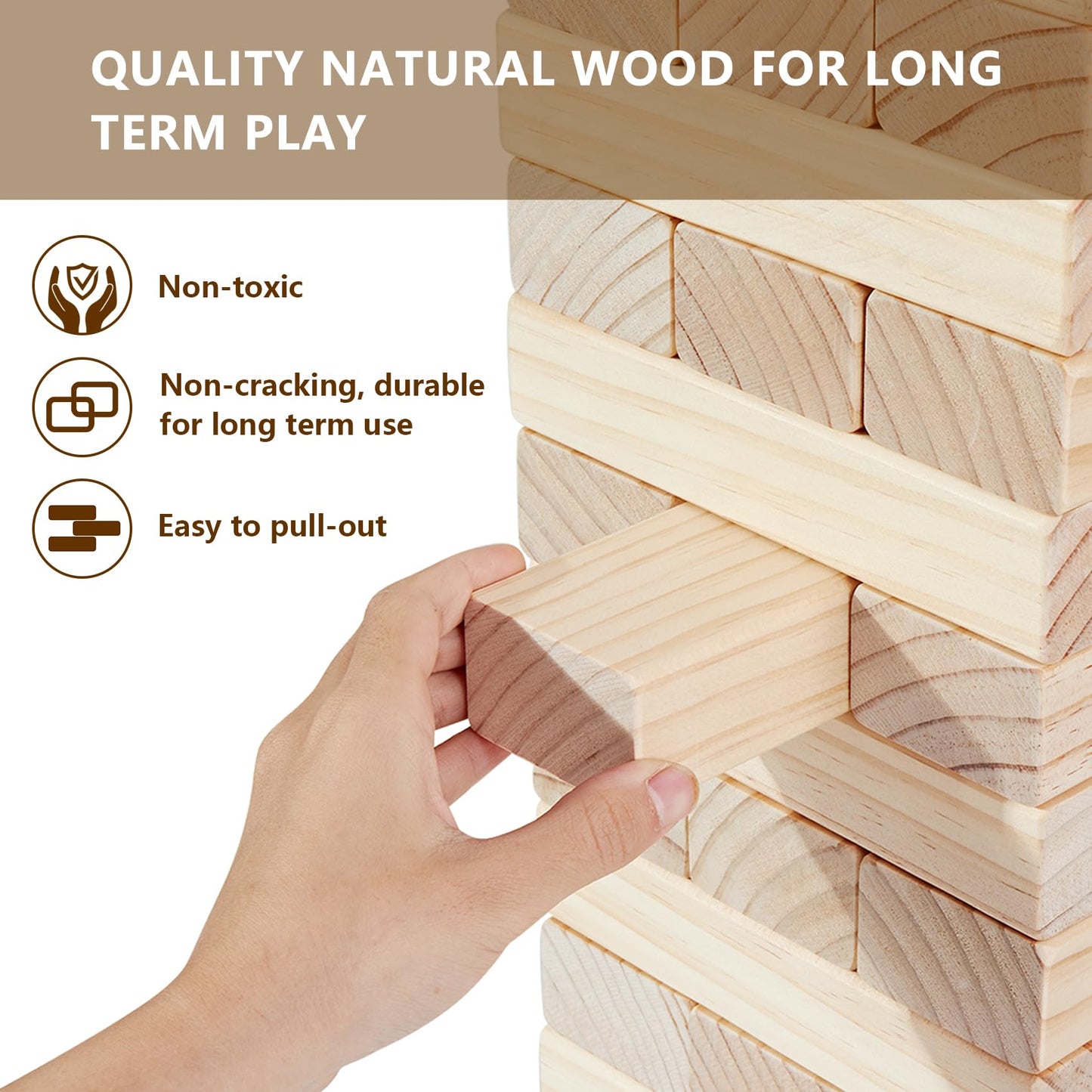 Aivalas Giant Timber Blocks Game – 57-Piece Outdoor Tumble Tower with Carry Bag & Scoreboard (2ft–4.2ft)
