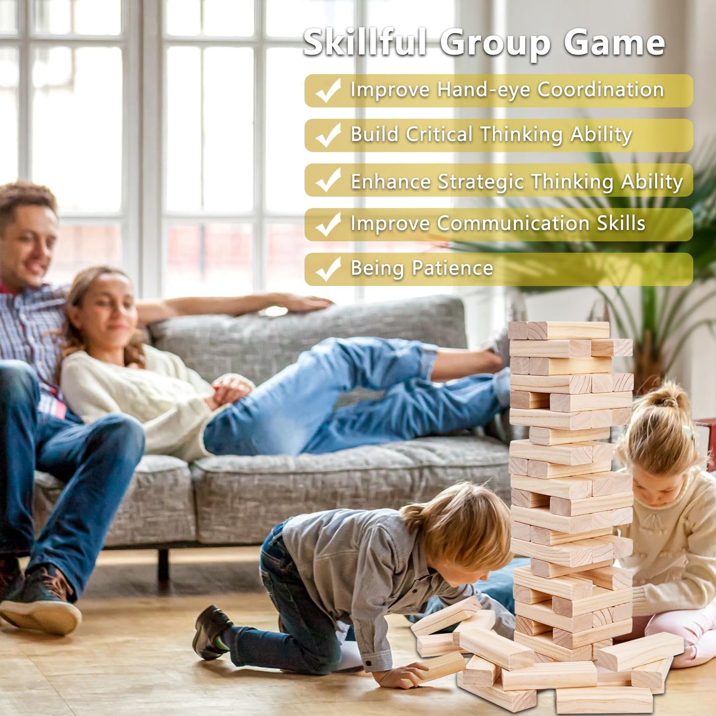 Aivalas Giant Tumble Tower – 60-Block Outdoor Wood Game with Carry Bag & Scoreboard