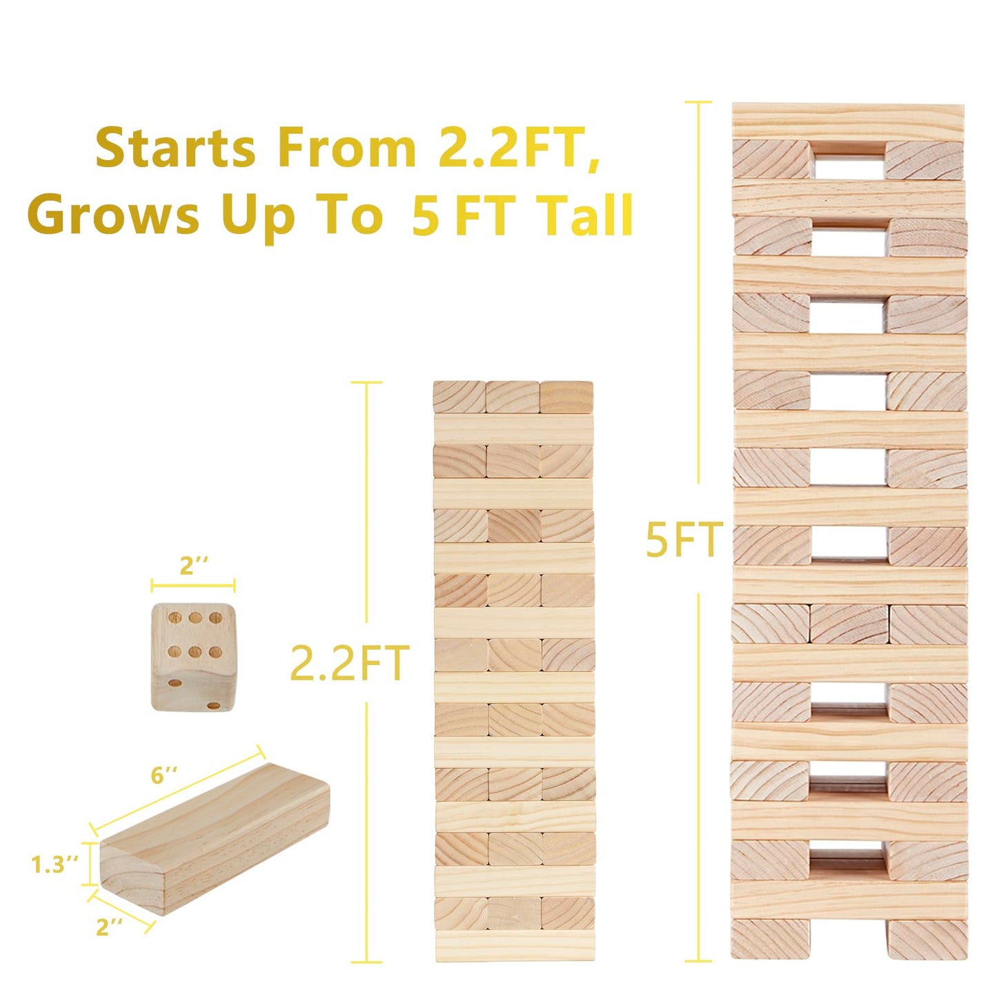 Aivalas Giant Tumble Tower – 60-Block Outdoor Wood Game with Carry Bag & Scoreboard
