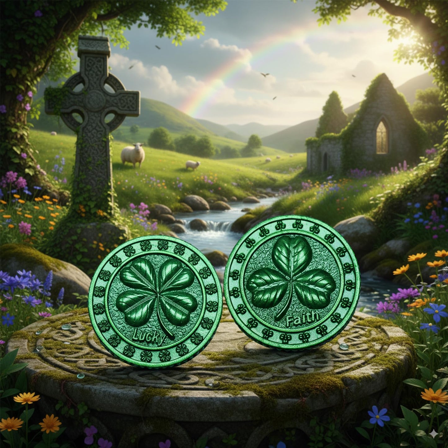 aiviwiai 2 Pack Lucky Lottery Scratcher Tool Keychain – Four Leaf Clover Coin with Leather Holder