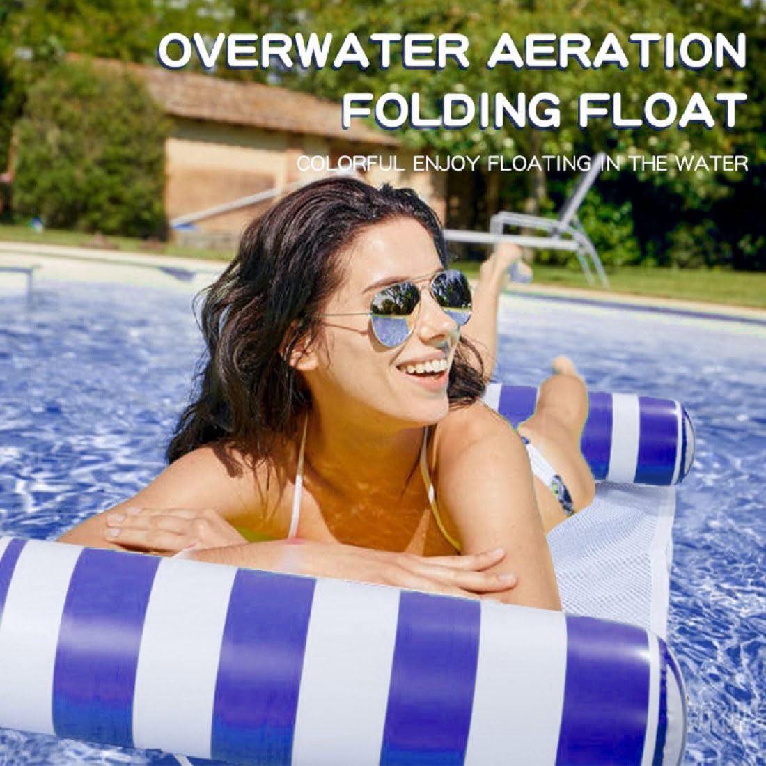AIWAN LEZHI 2-Pack Swimming Pool Float – Multi-Purpose Inflatable Hammock (Navy Blue & Pink)