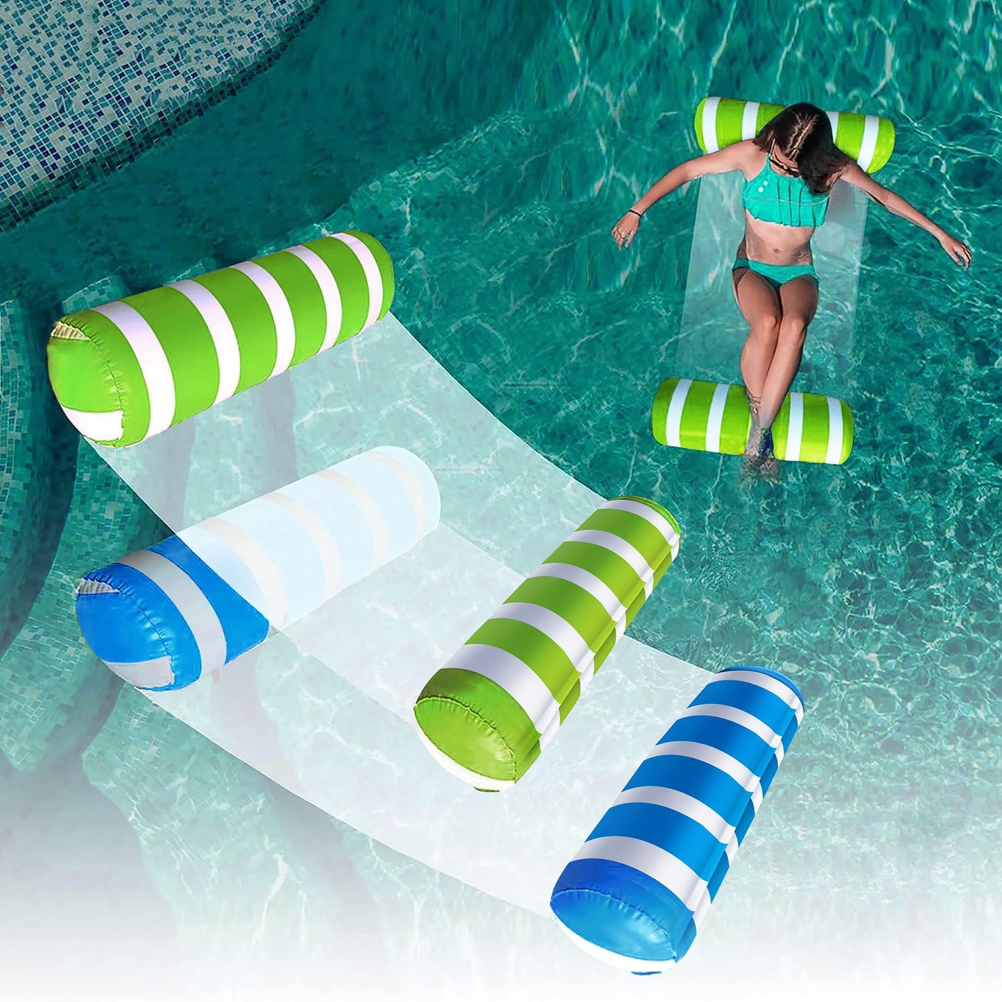 AIWAN LEZHI Inflatable Pool Hammock Float 2-Pack | 3-Position Convertible Lounging