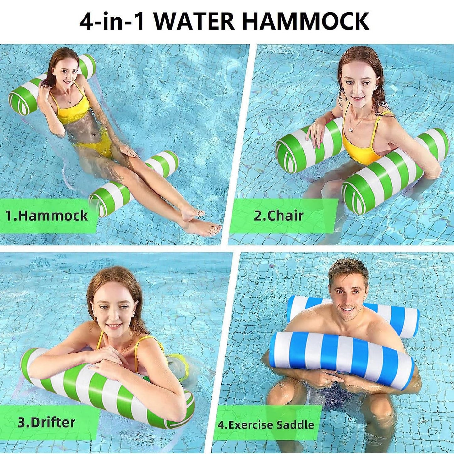 AIWAN LEZHI Inflatable Pool Hammock Float 2-Pack | 3-Position Convertible Lounging