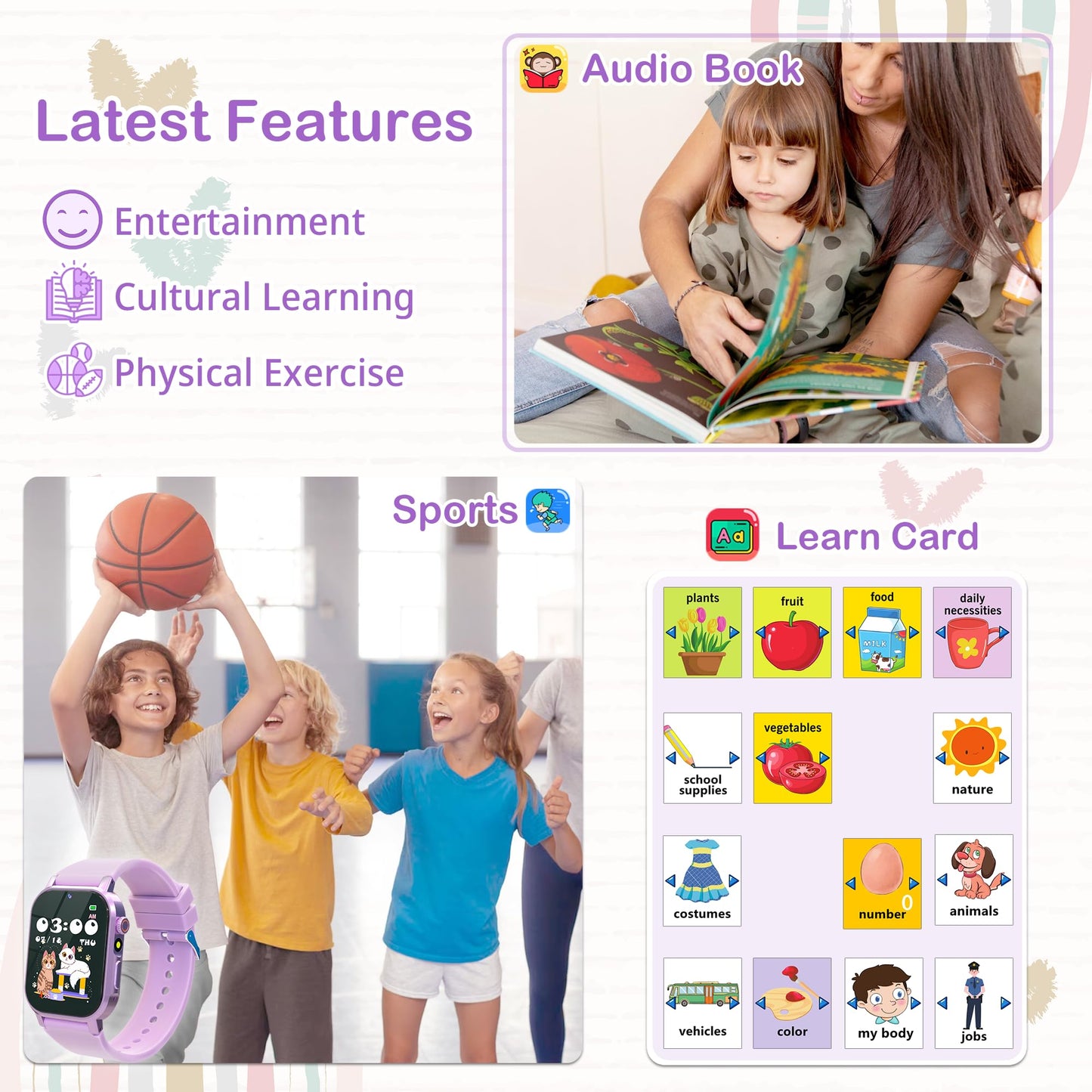AIWIEP Kids Smart Watch for Girls 5-12 | 32 Games, Camera, Pedometer
