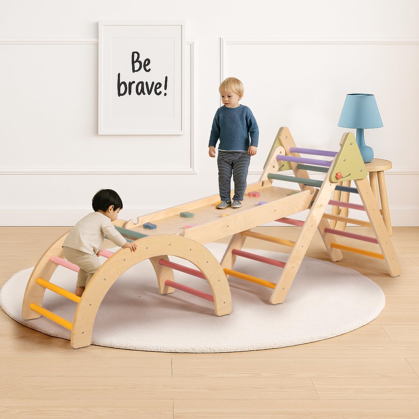 aiwo 7-in-1 Pikler Triangle Set – Montessori Toddler Climbing Gym for Indoor Play