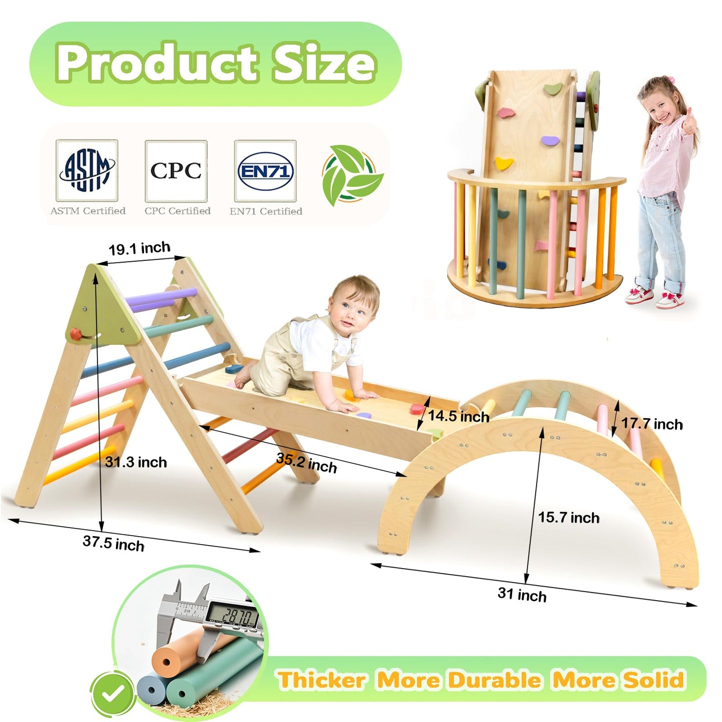 aiwo 7-in-1 Pikler Triangle Set – Montessori Toddler Climbing Gym for Indoor Play