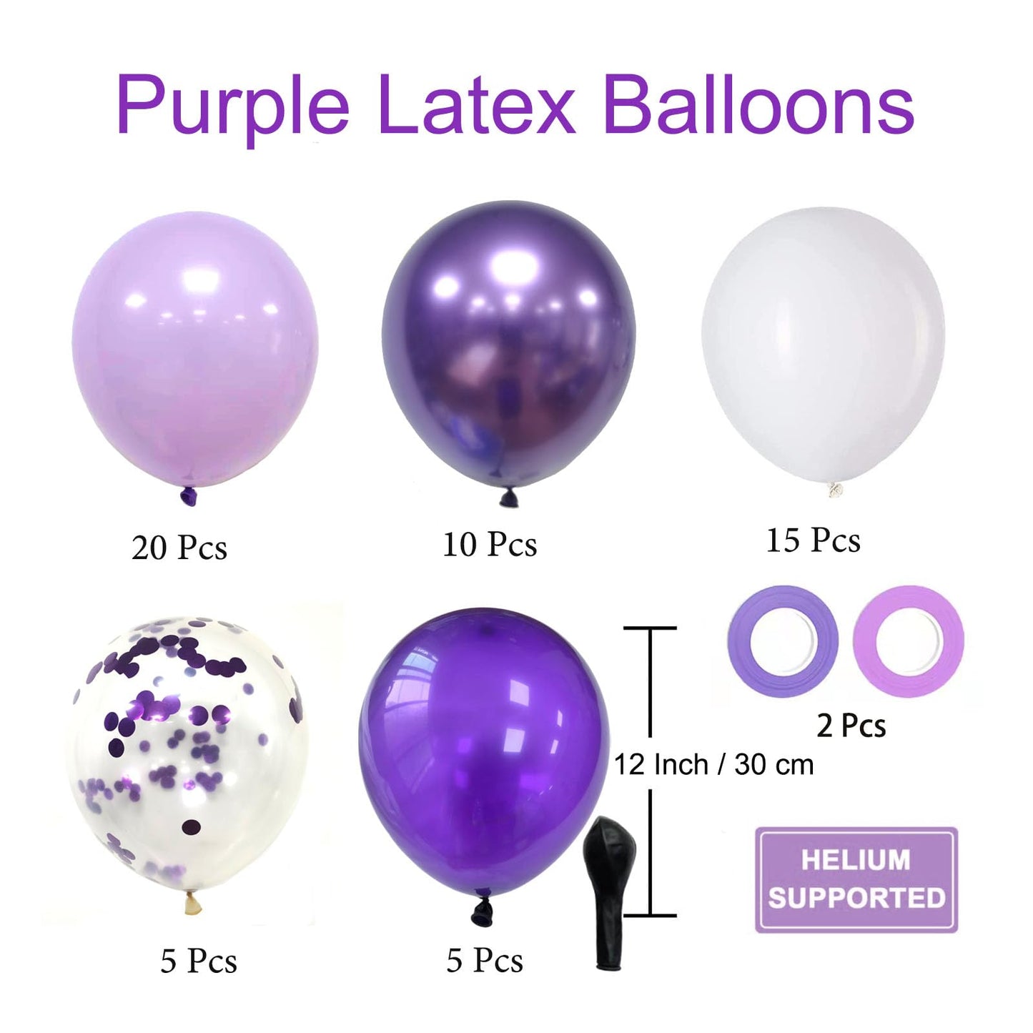 AIWOLF Purple Balloons – 50 Pcs 12inch Lavender Lilac Confetti Latex & Metallic Purple