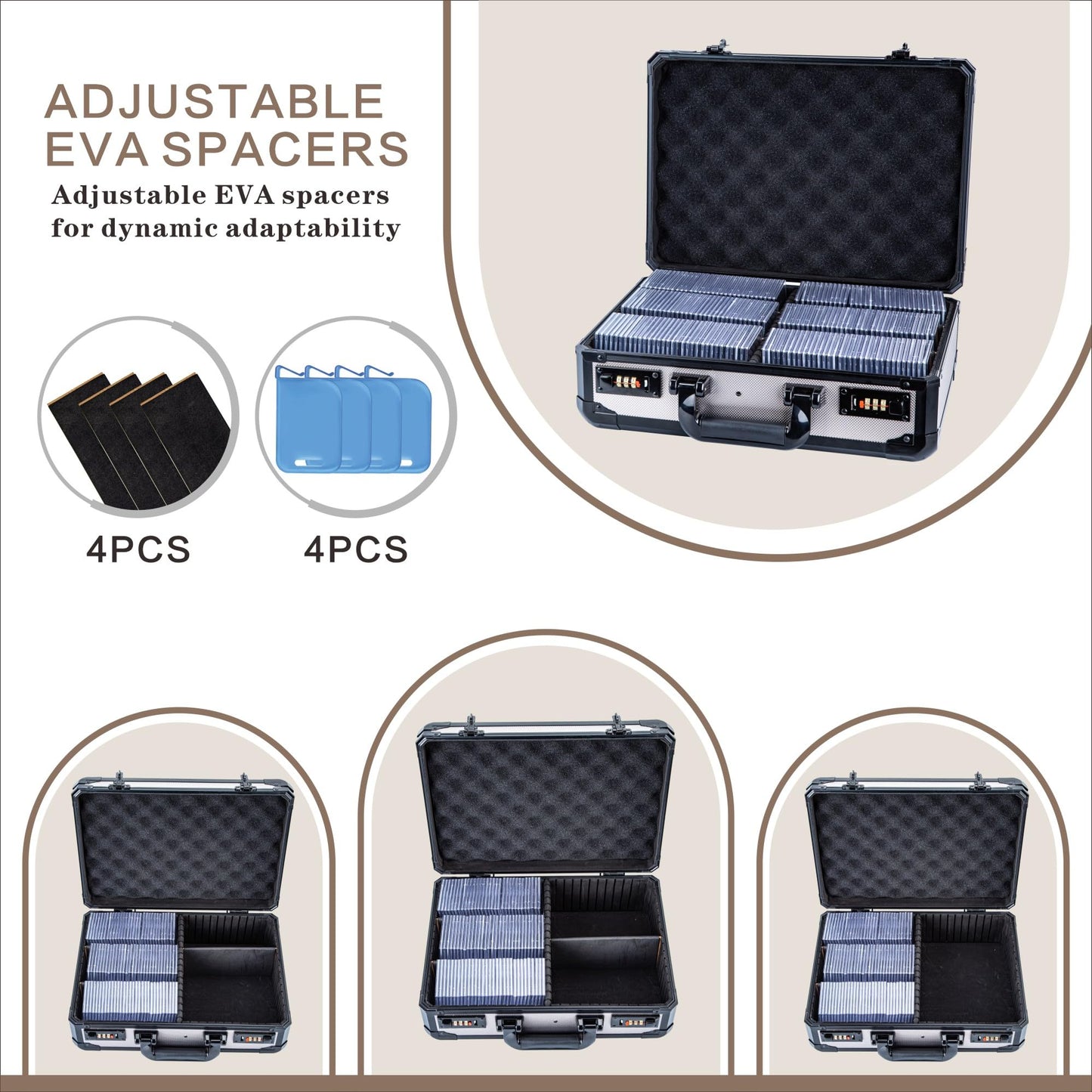 AIYEONE Toploaders Storage Box for 3x4 Inch Cards — 600+ Capacity, Double Lock, Black