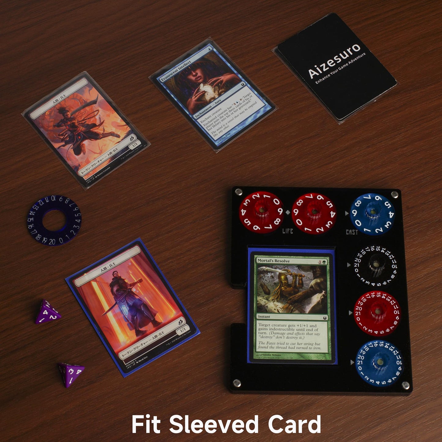 Aizesuro Translucent Acrylic Commander EDH Tray with Life, Cast & Damage Dials | MTG Counter Accessory