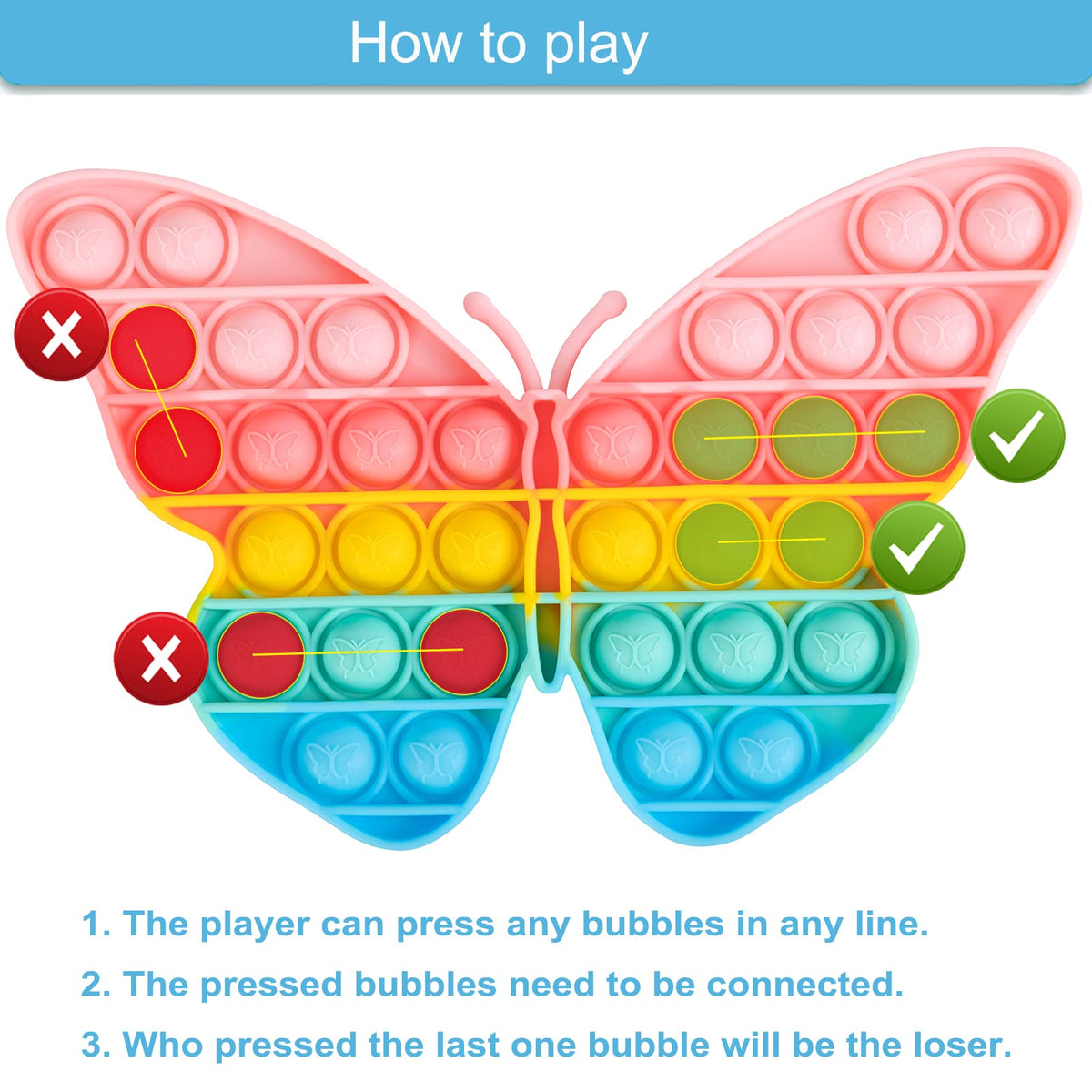 AIZIXIN Pop Bubble Fidget Toy — Butterfly Sensory Toy for Kids & Adults | Stress Relief & Focus