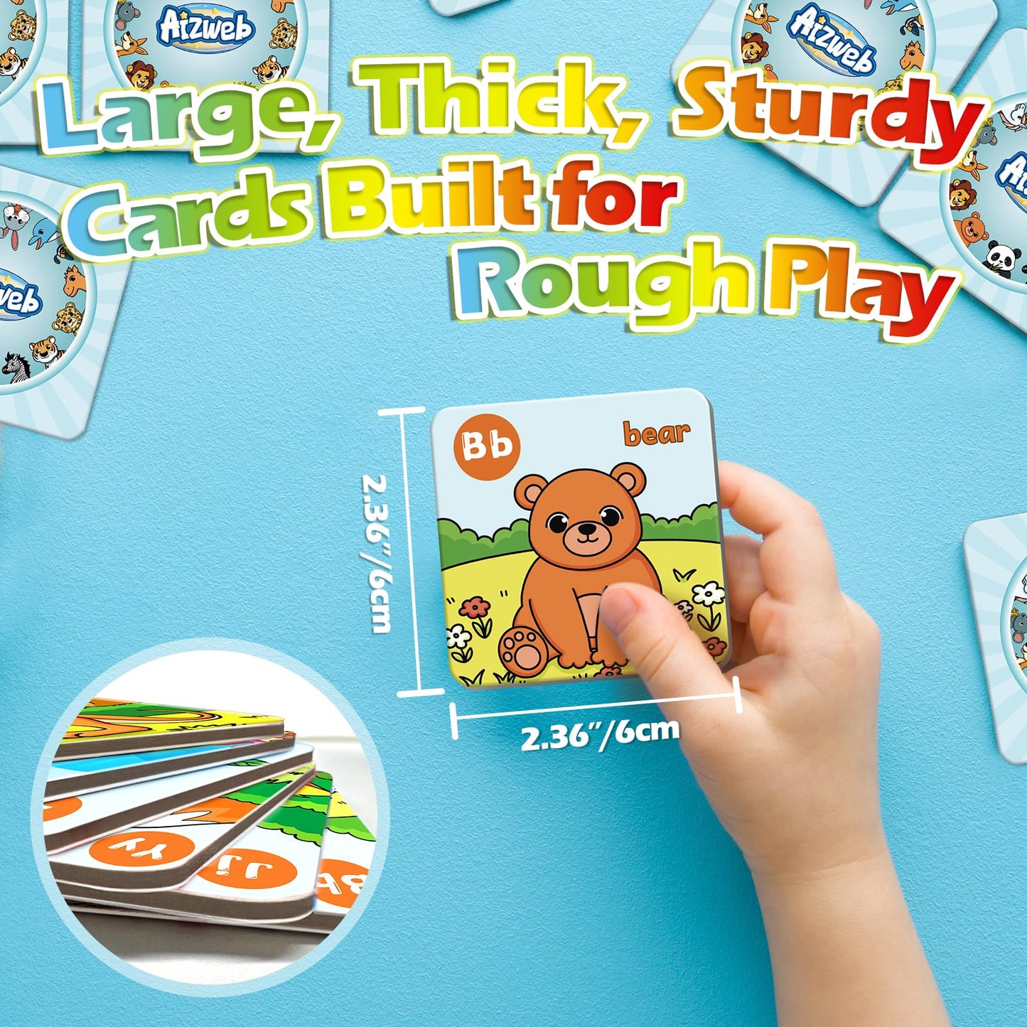 Aizweb Alphabet Match Game – 52 ABC Memory Cards for Toddlers & Preschools