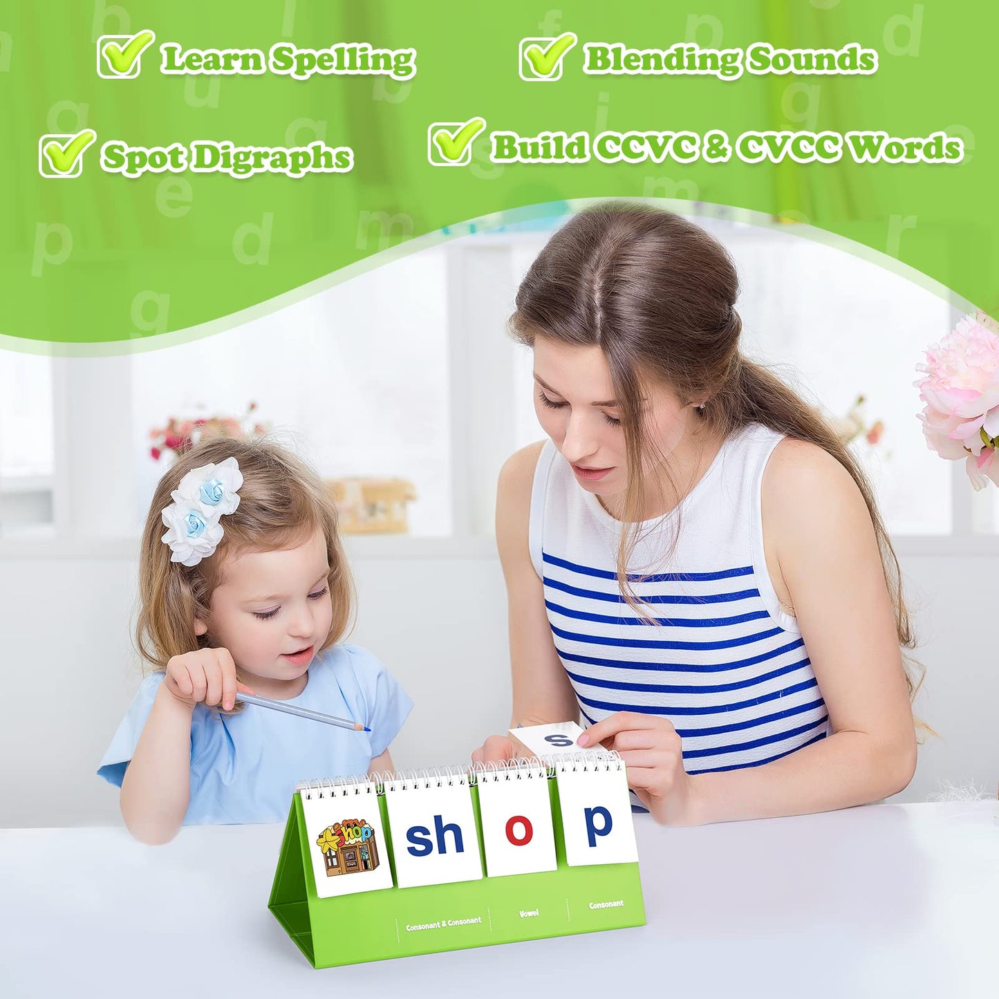 Aizweb CVCC & CCVC Word Builder – Phonics Flash Cards for Preschool & Kindergarten