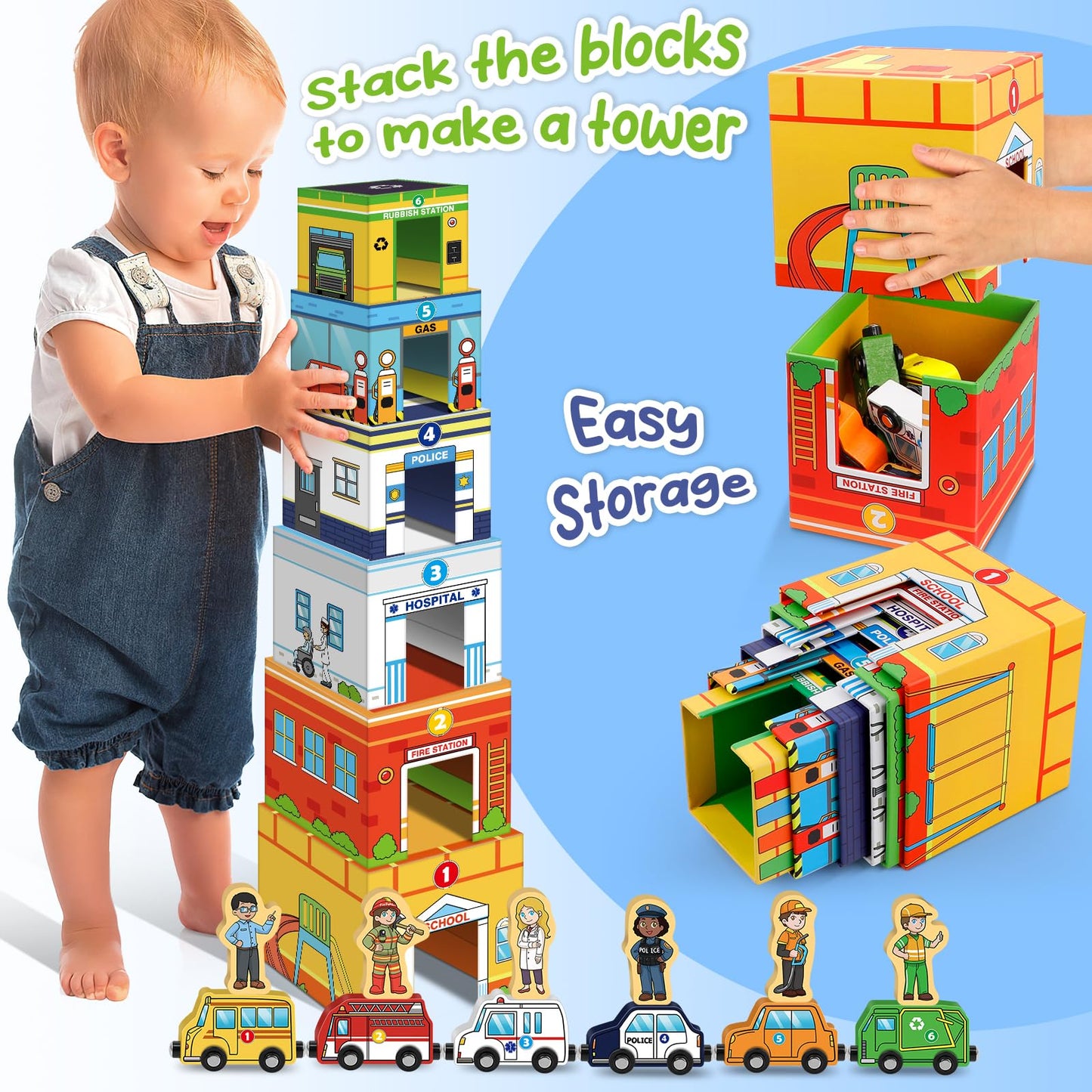 Aizweb Toddler Sorting & Stacking Toys – Magnetic Wooden Vehicles, STEM & Montessori Gift