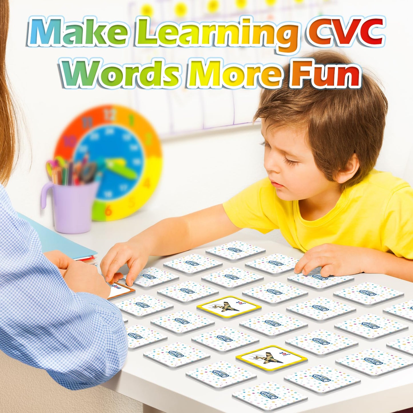 Aizweb CVC Word Match Game — 60-Piece Toddler Card Set for Early Literacy (Ages 3-6)