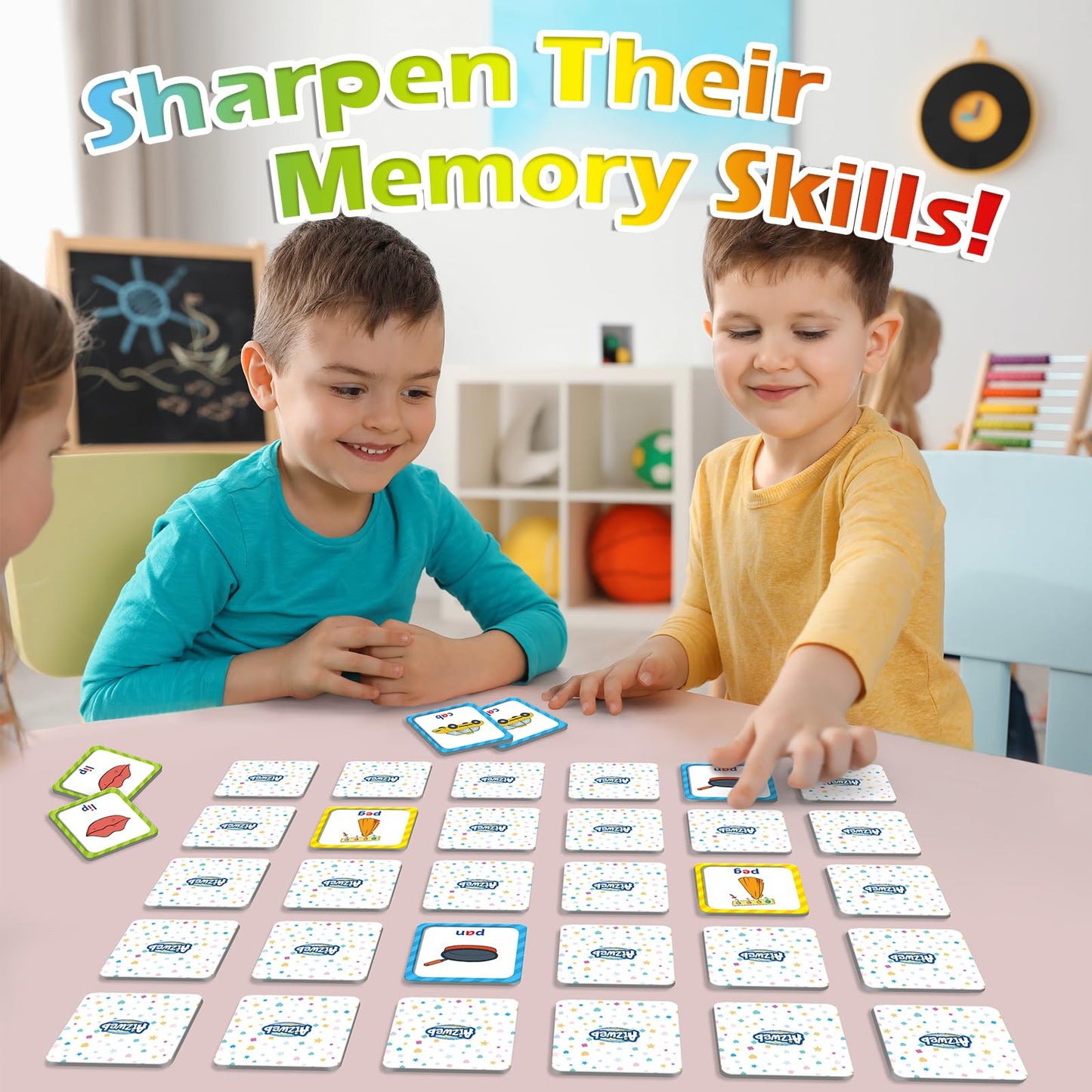 Aizweb CVC Word Match Game — 60-Piece Toddler Card Set for Early Literacy (Ages 3-6)