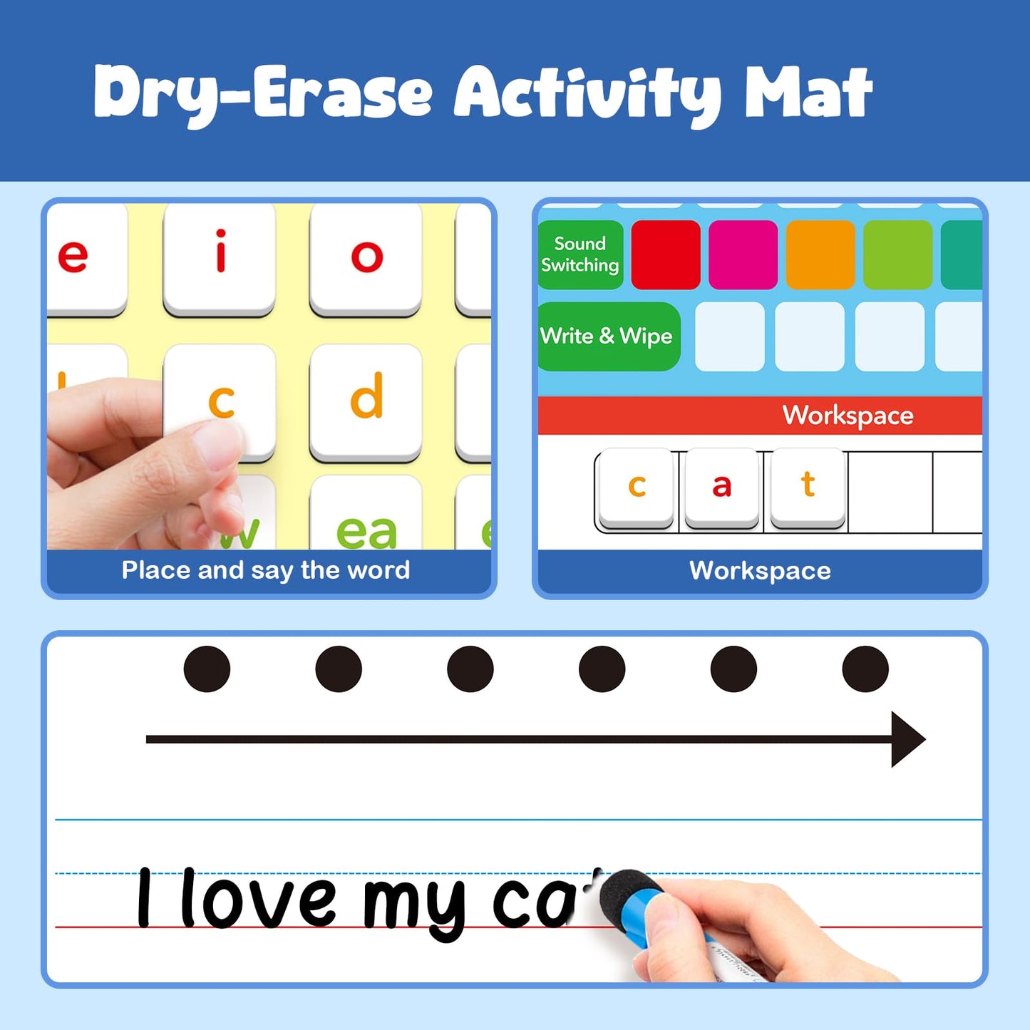 Aizweb Phonics Magnetic Letter Tiles – All-in-One Reading & Spelling Kit for Preschool to Kindergarten