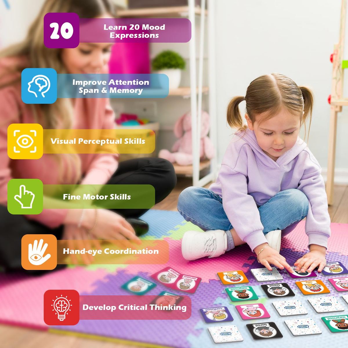Aizweb Feelings Emotions Match Game – SEL Memory Cards for Toddlers
