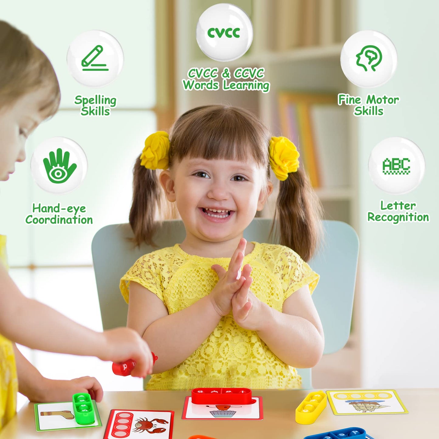 Aizweb CVCC & CCVC Word Game – Phonics Flash Cards for Preschool & Kindergarten