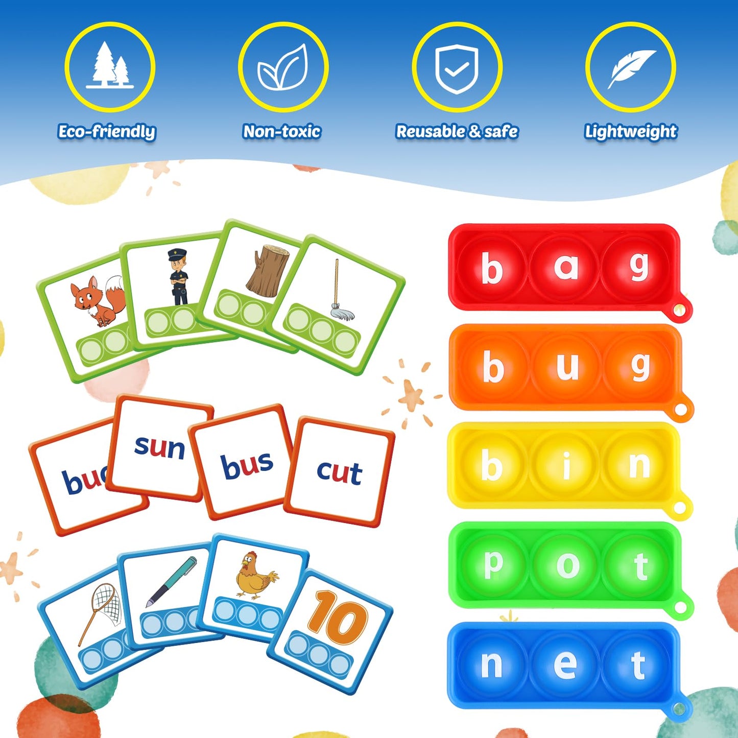 Aizweb CVC Word Games for Kindergarten | Phonics Pop It Mats & Flash Cards (Ages 3-8)