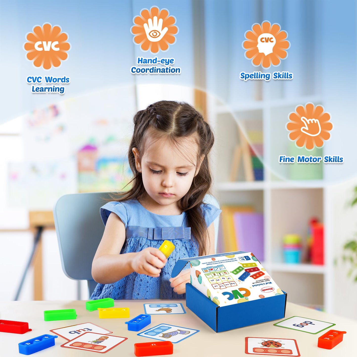 Aizweb CVC Word Games for Kindergarten | Phonics Pop It Mats & Flash Cards (Ages 3-8)