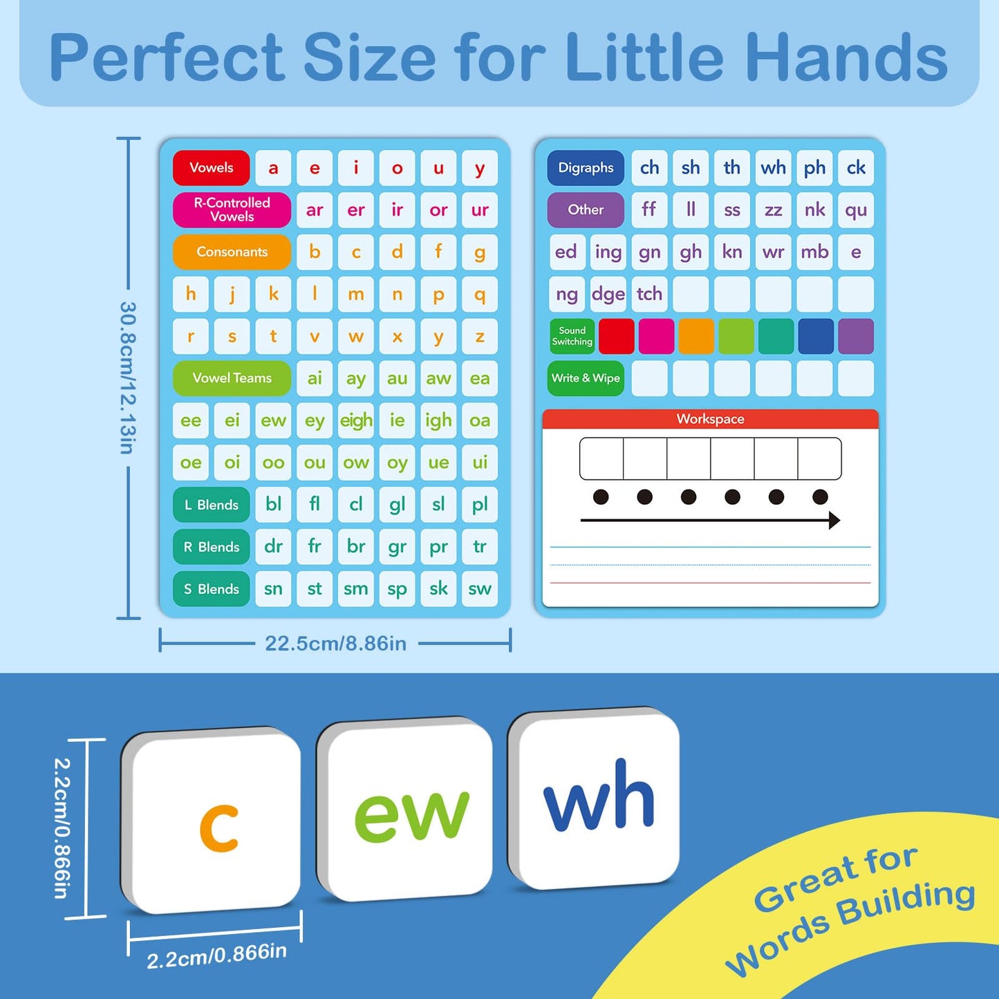 Aizweb Phonics Magnetic Letter Tiles – All-in-One Reading & Spelling Kit for Preschool to Kindergarten